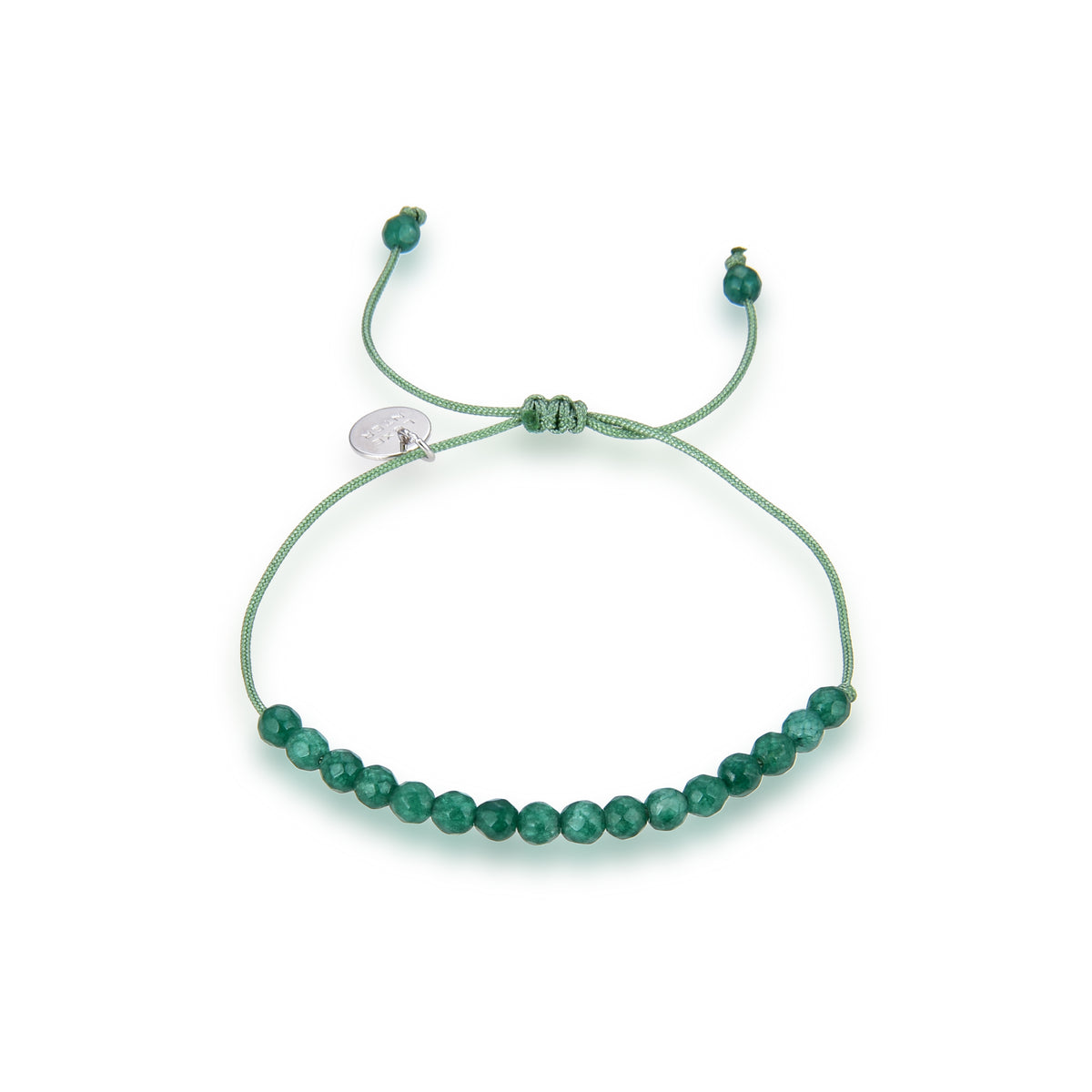 Pulsera de Plata de Ley 925 con Jade Verde acabada en rodio - Aquisa