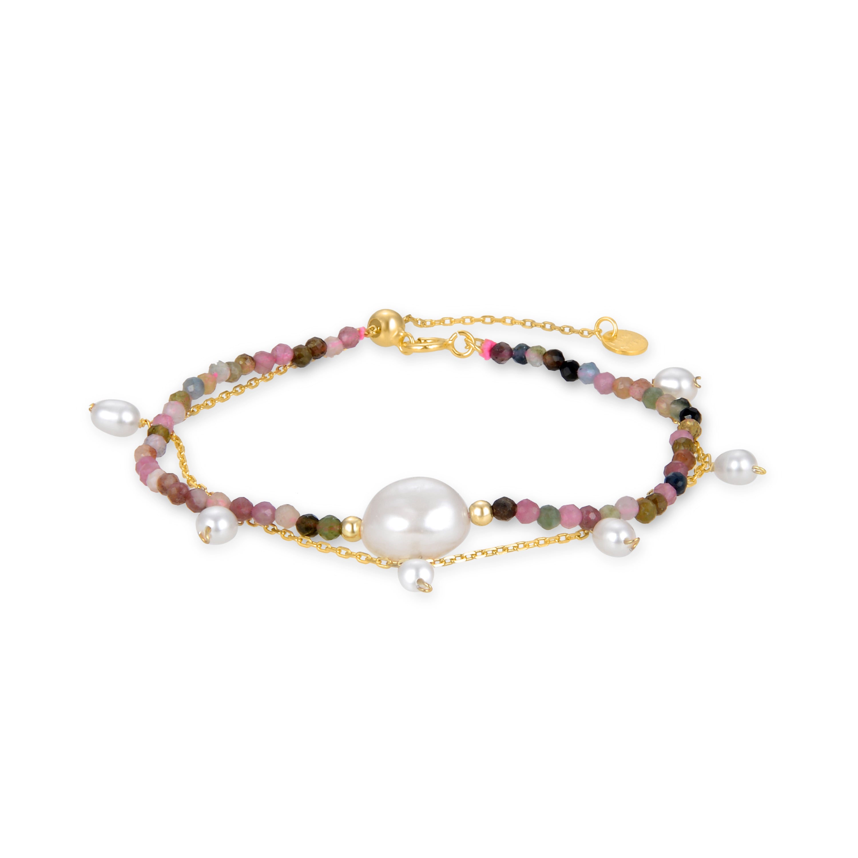 Pulsera de Plata de Ley 925 con Perla Blanca acabada en oro amarillo 18K - Ysna