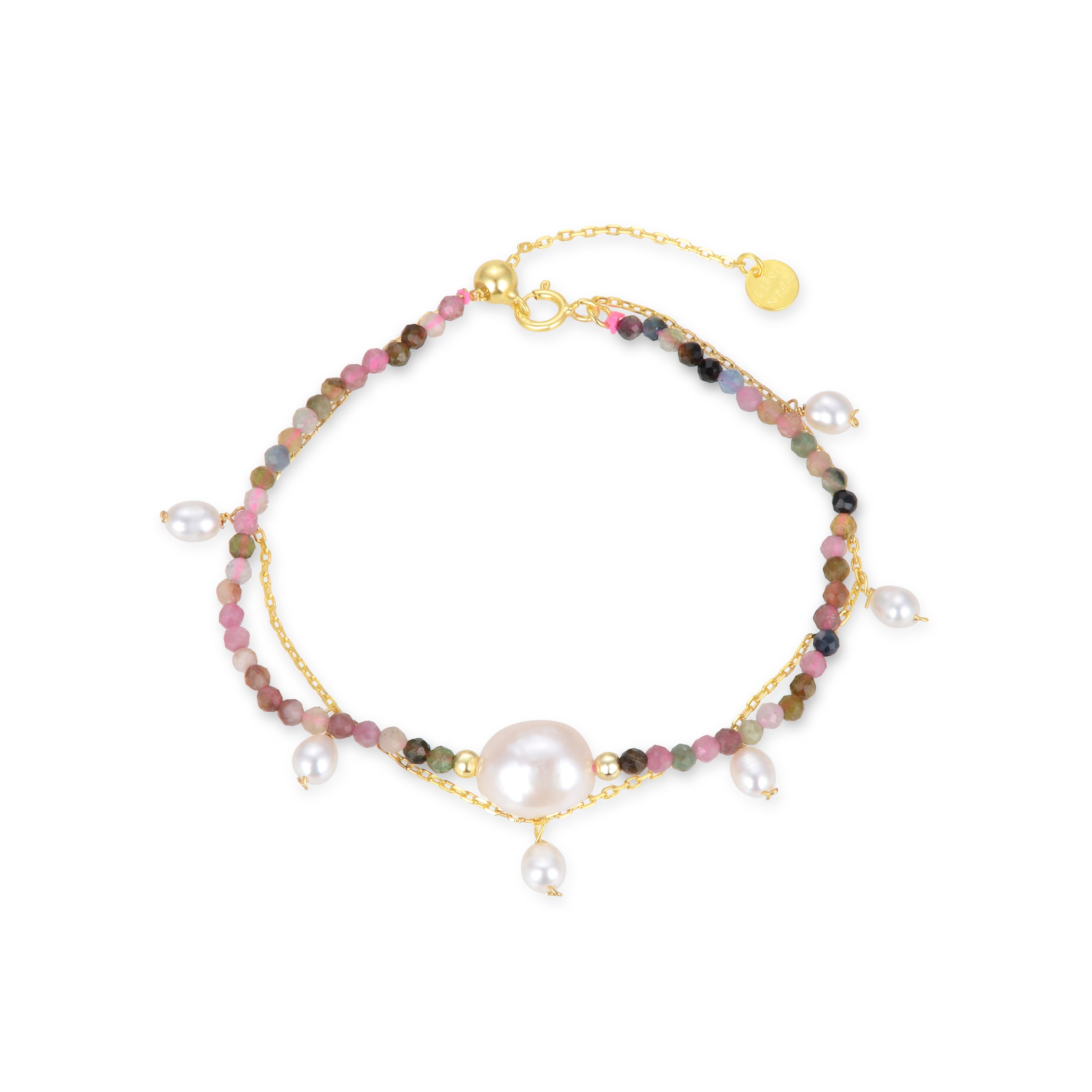 Pulsera de Plata de Ley 925 con Perla Blanca acabada en oro amarillo 18K - Ysna