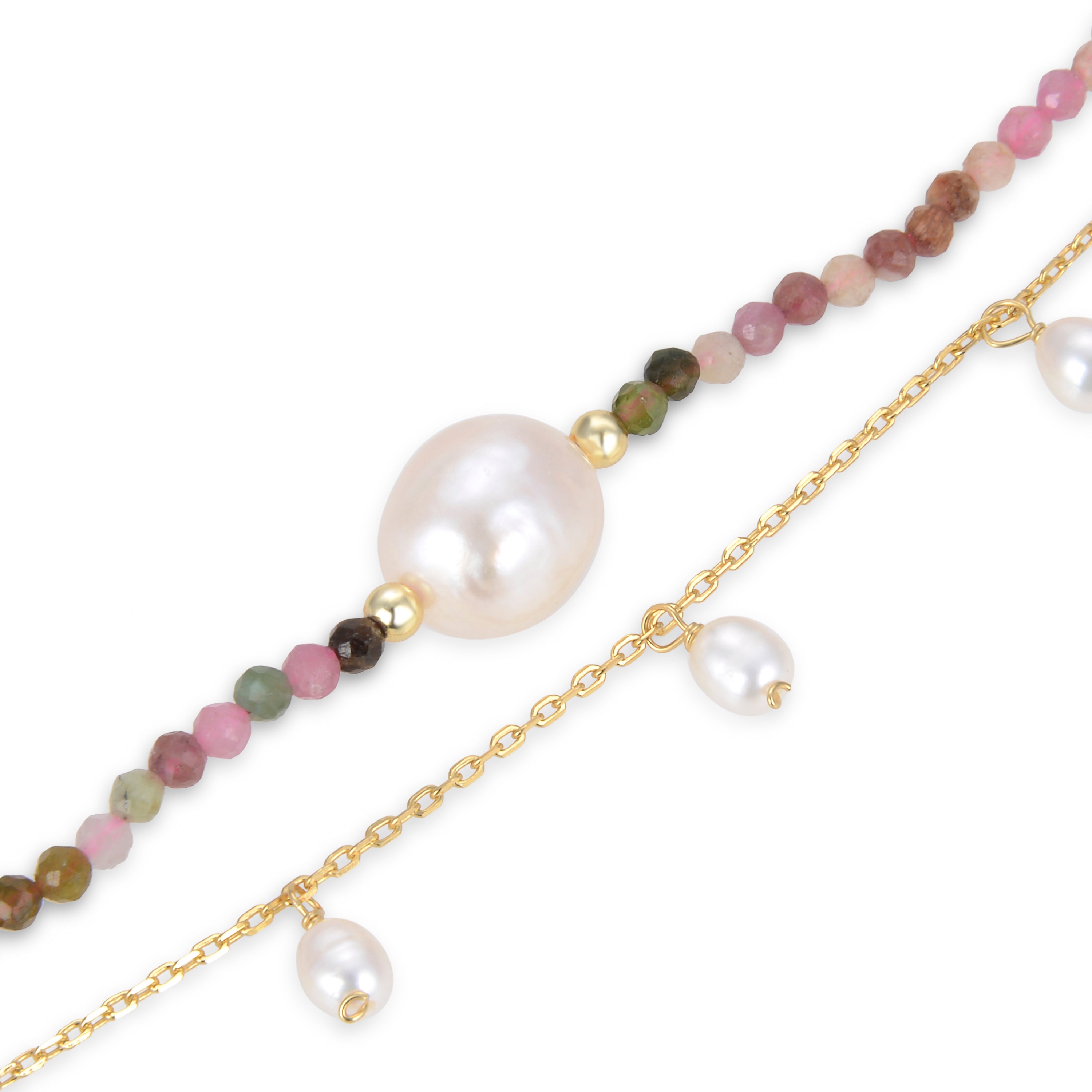 Pulsera de Plata de Ley 925 con Perla Blanca acabada en oro amarillo 18K - Ysna