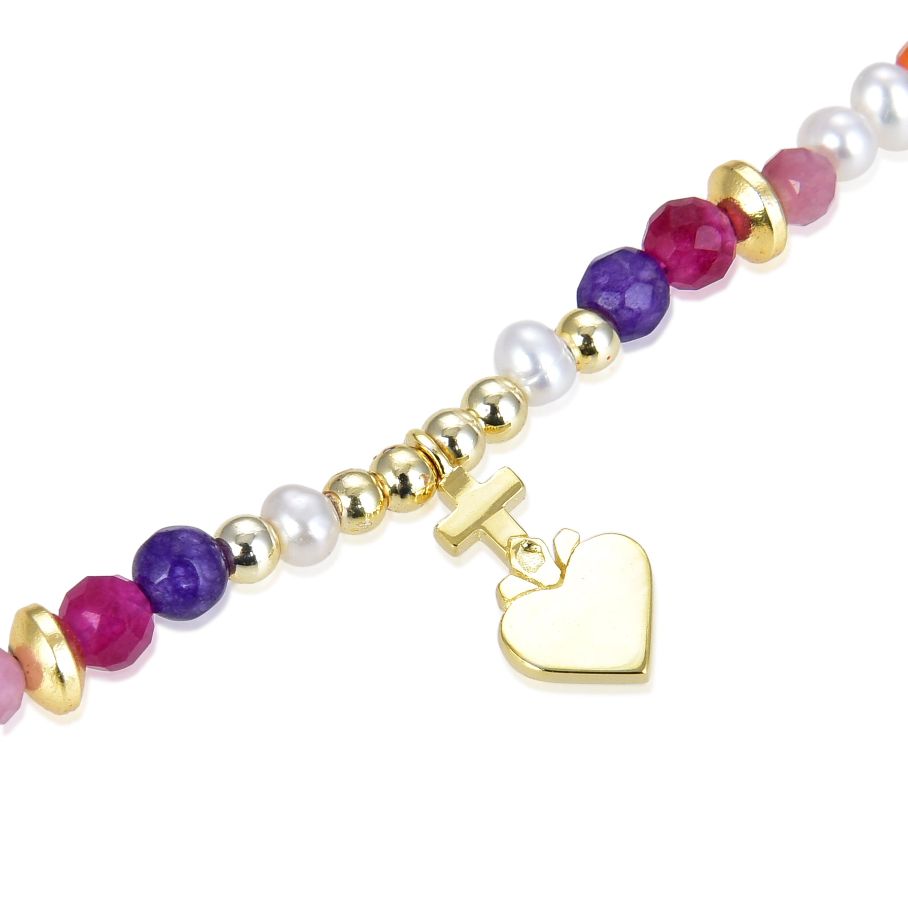 925er Sterling Silberarmband mit mehrfarbigem Kristall, vergoldet mit 18K Gelbgold - Nymox