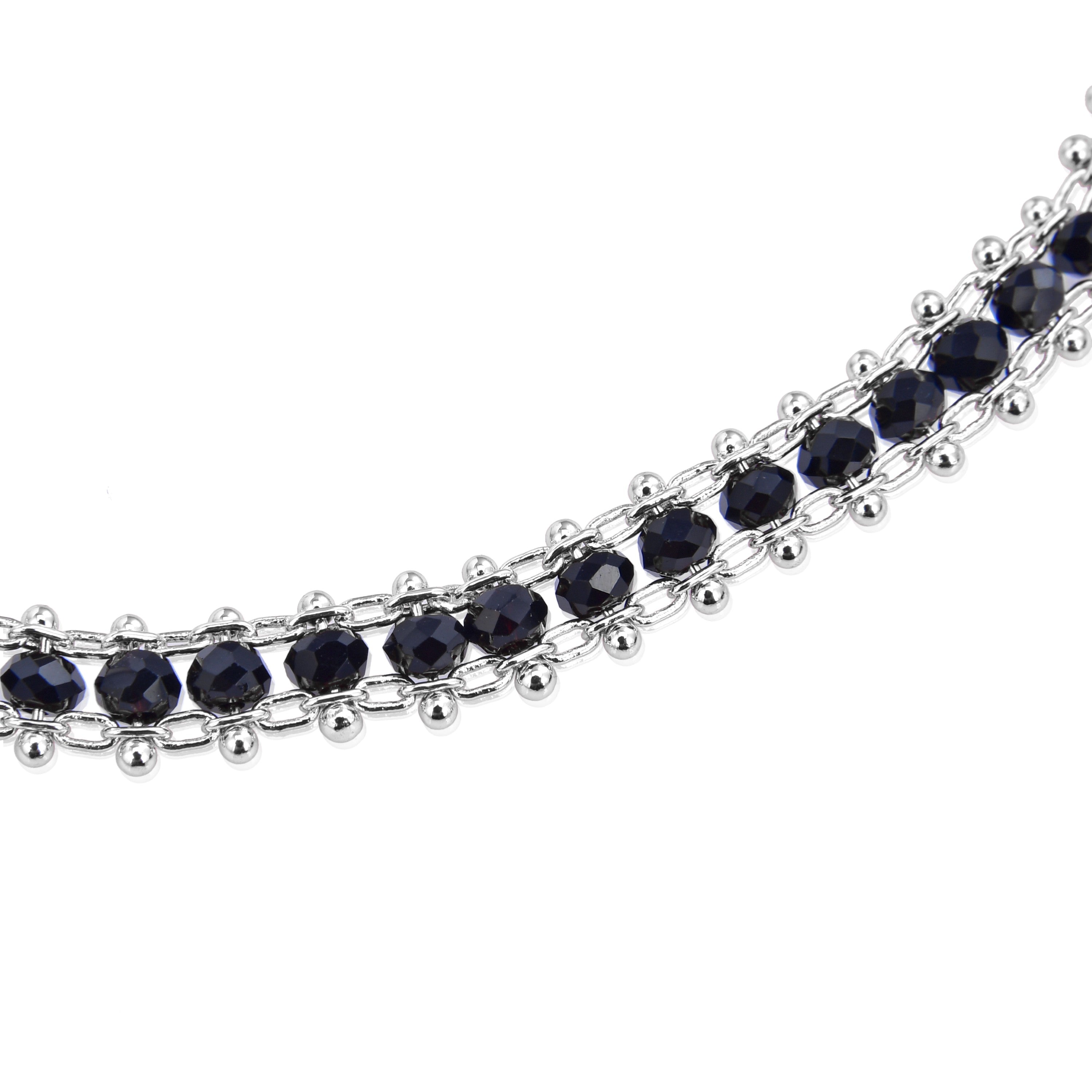 Pulsera de Plata de Ley 925 con Cristal Negro acabada en rodio - Lailai