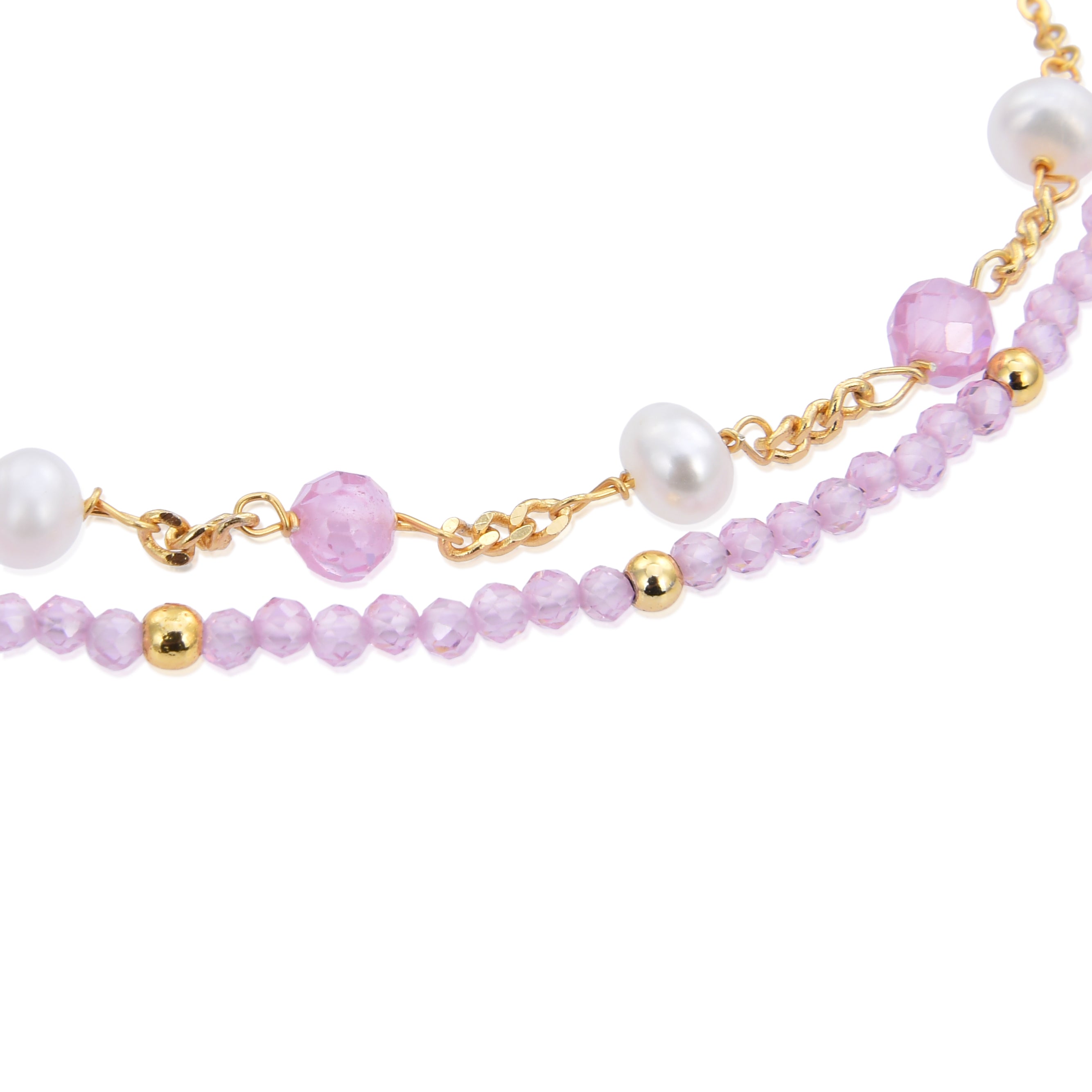 Bracciale in Argento Sterling 925 con Cristallo Rosa finito in oro giallo 18K - Rius