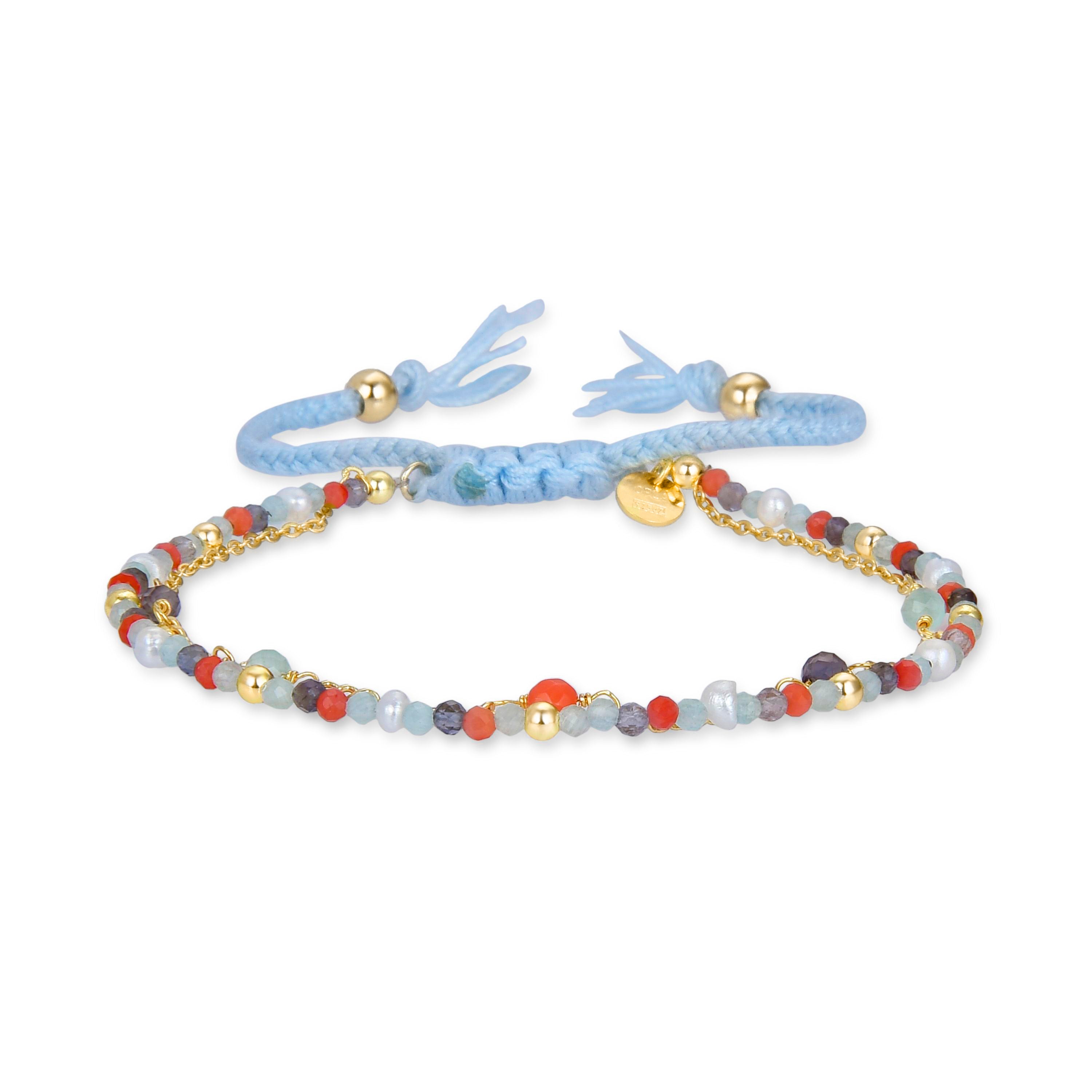 Bracciale in Argento Sterling 925 con Quarzo Idrotermale Verde Pastello rifinito in oro giallo 18K - Asvorg