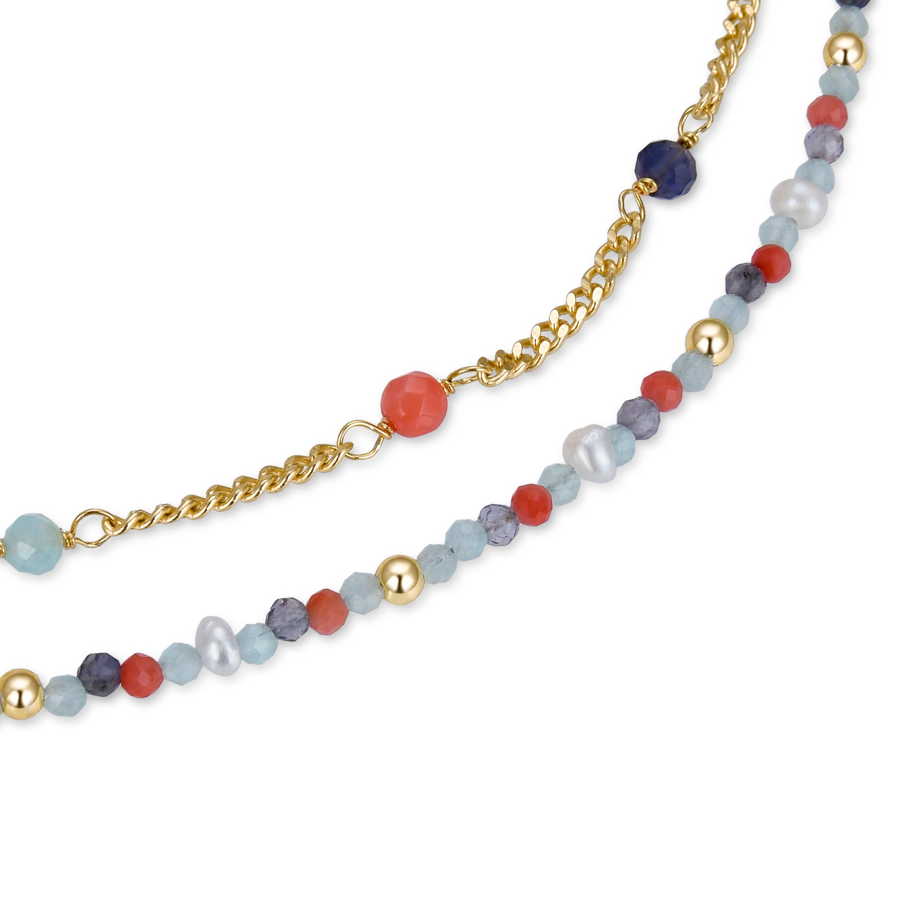925er Sterling Silberarmband mit pastellgrünem hydrothermalem Quarz, vergoldet mit 18K Gelbgold - Asvorg