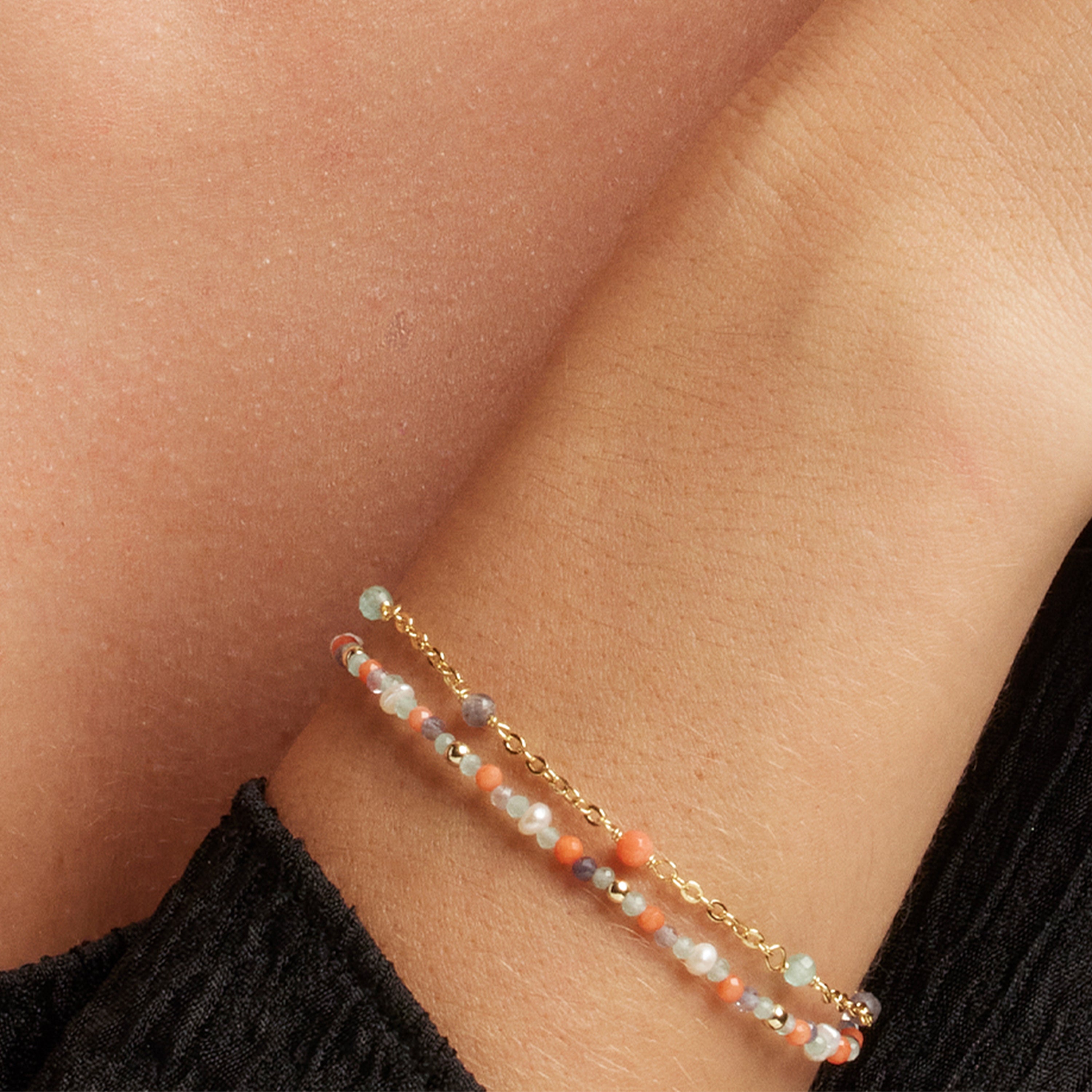 925er Sterling Silberarmband mit pastellgrünem hydrothermalem Quarz, vergoldet mit 18K Gelbgold - Asvorg