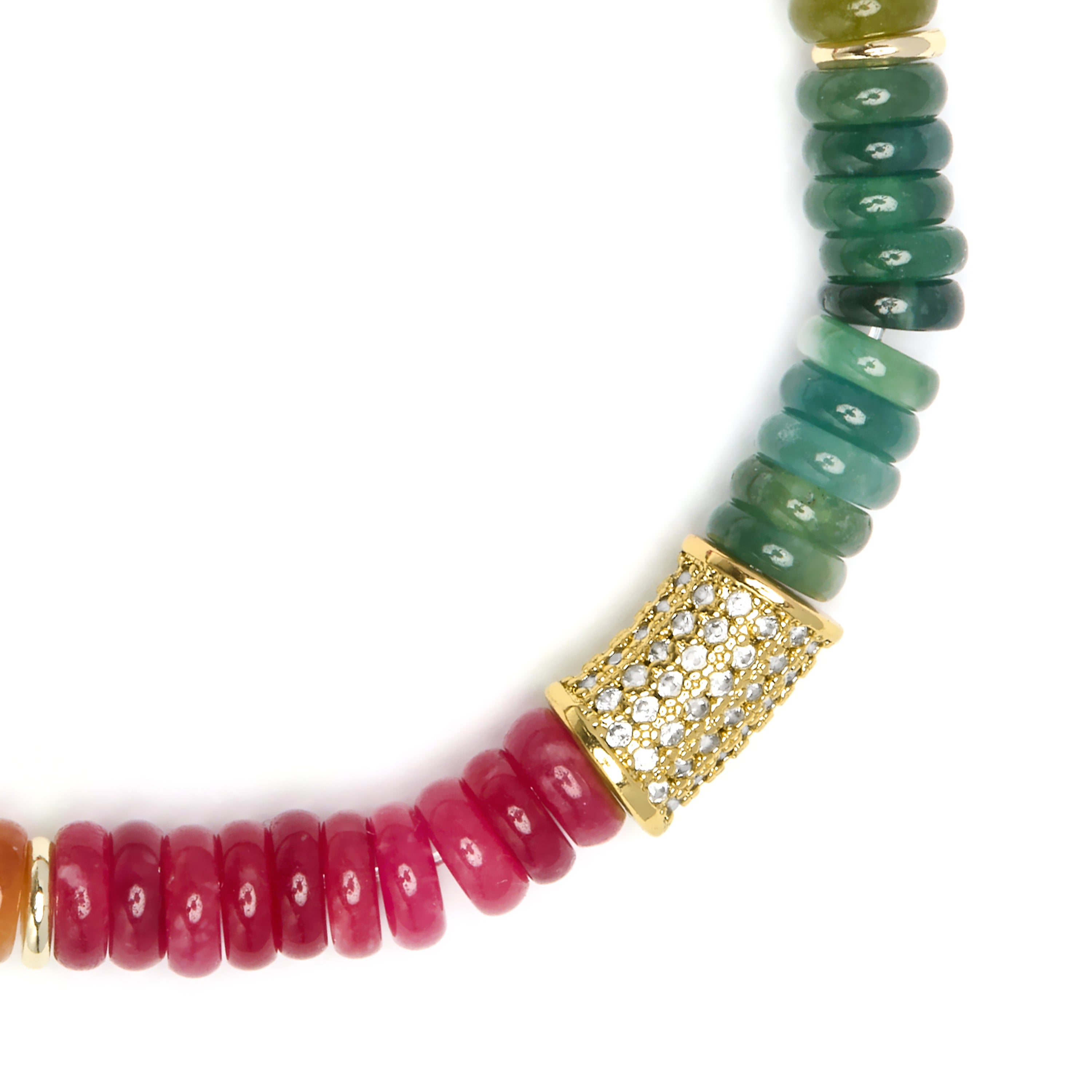 Pulseira de Prata de Lei 925 e Turmalina Multicolor com acabamento em ouro amarelo 18k - Megro
