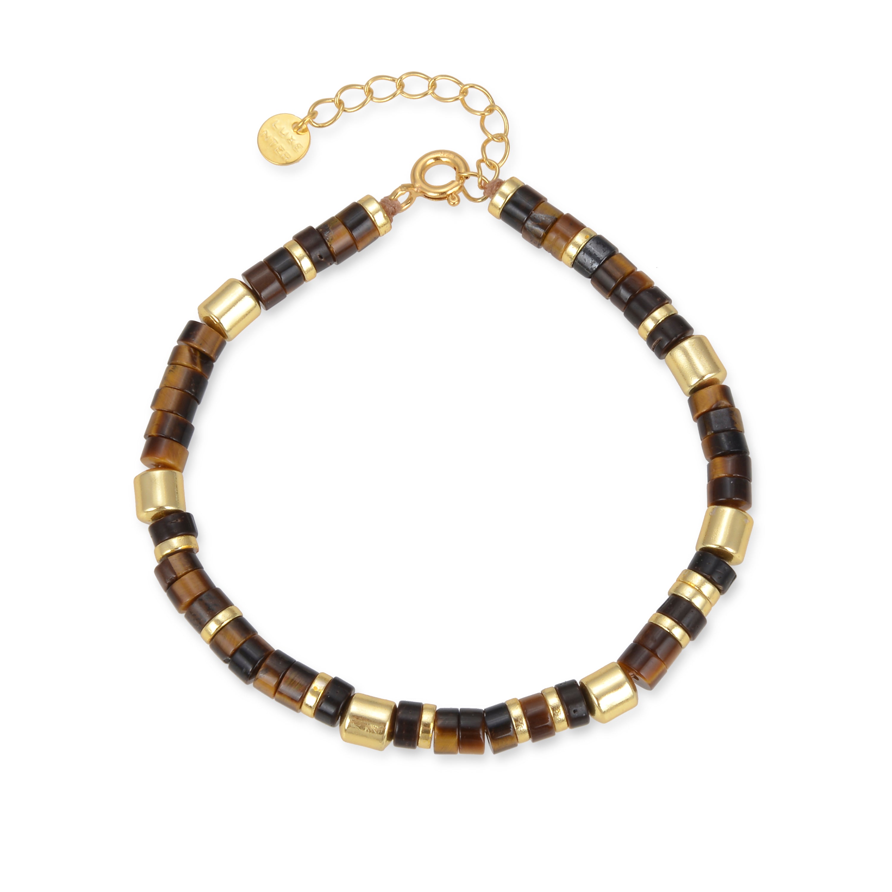 925er Silberarmband mit Tigerauge, vergoldet mit 18K Gelbgold - Ihun