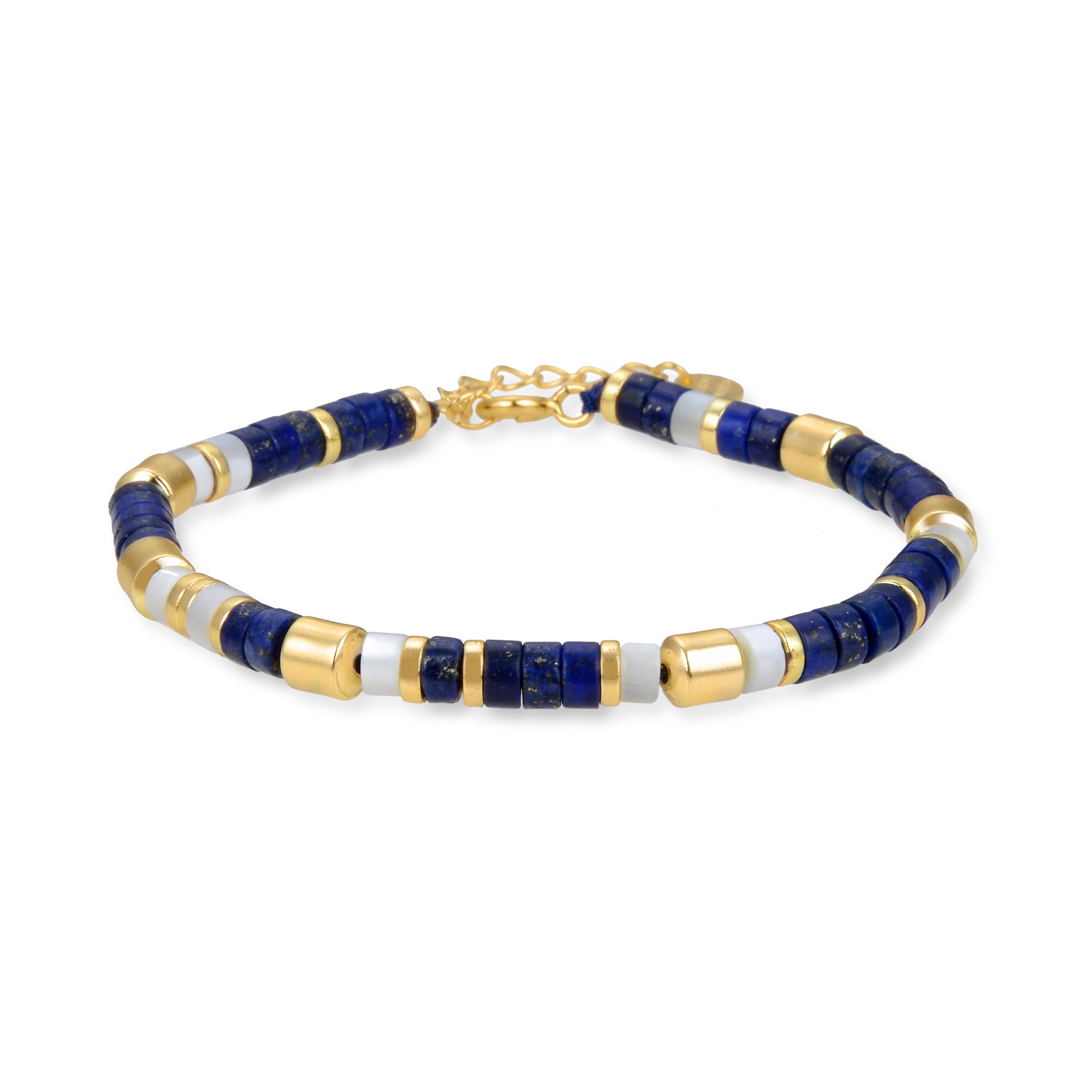 925er Sterling Silberarmband mit natürlichem Lapislazuli, vergoldet mit 18K Gelbgold - Ihun