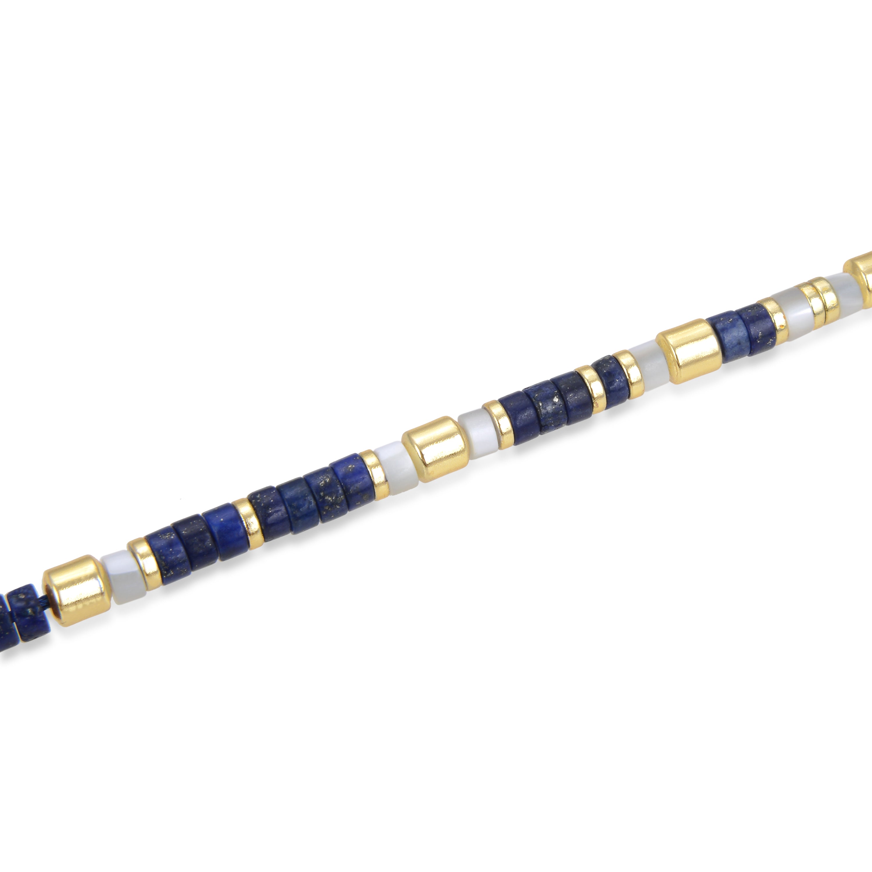 Pulseira de Prata de Lei 925 com Lápis-lazúli Natural acabada em ouro amarelo 18K - Ihun