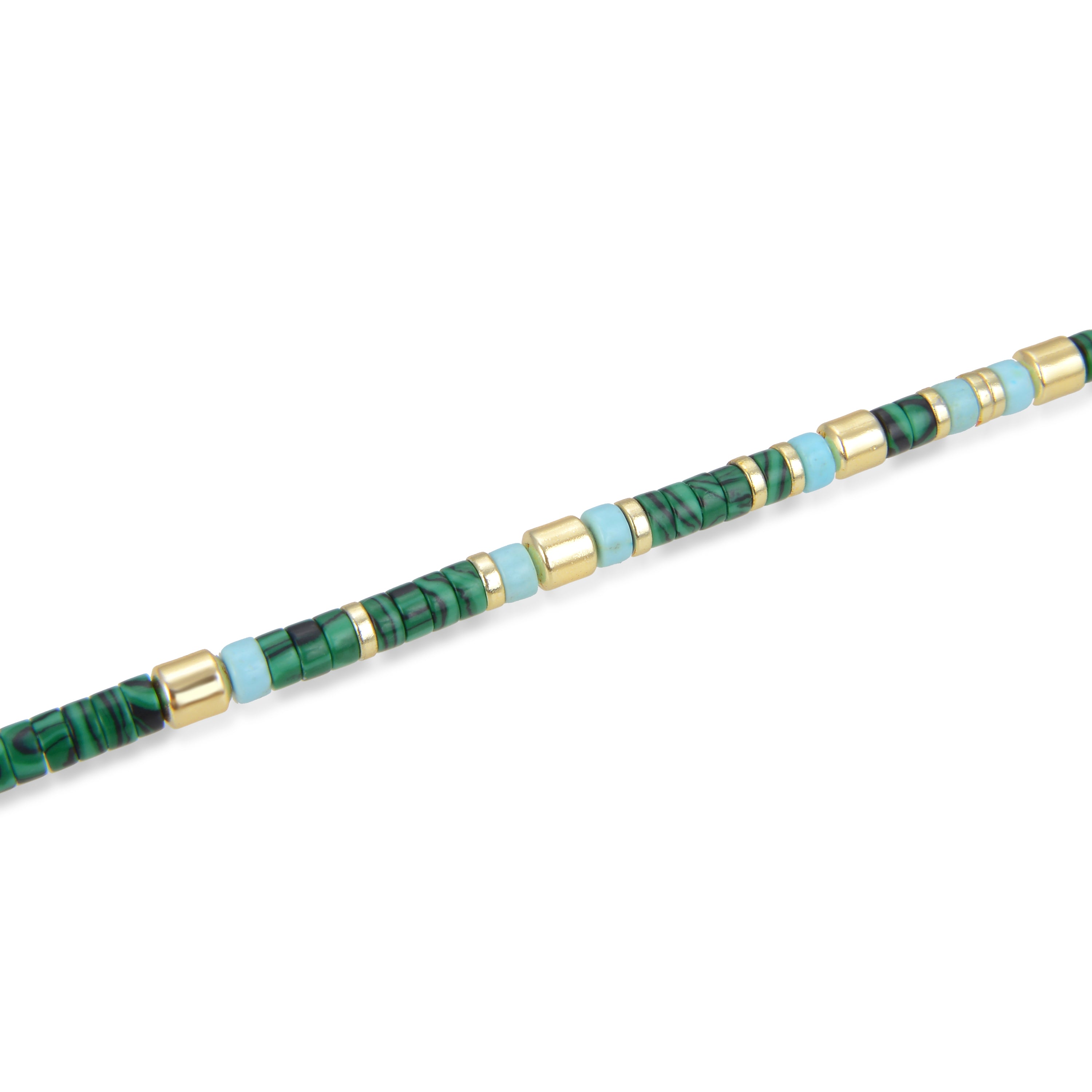 Pulsera de Plata de Ley 925 con Malaquita acabada en oro amarillo 18K - Ihun