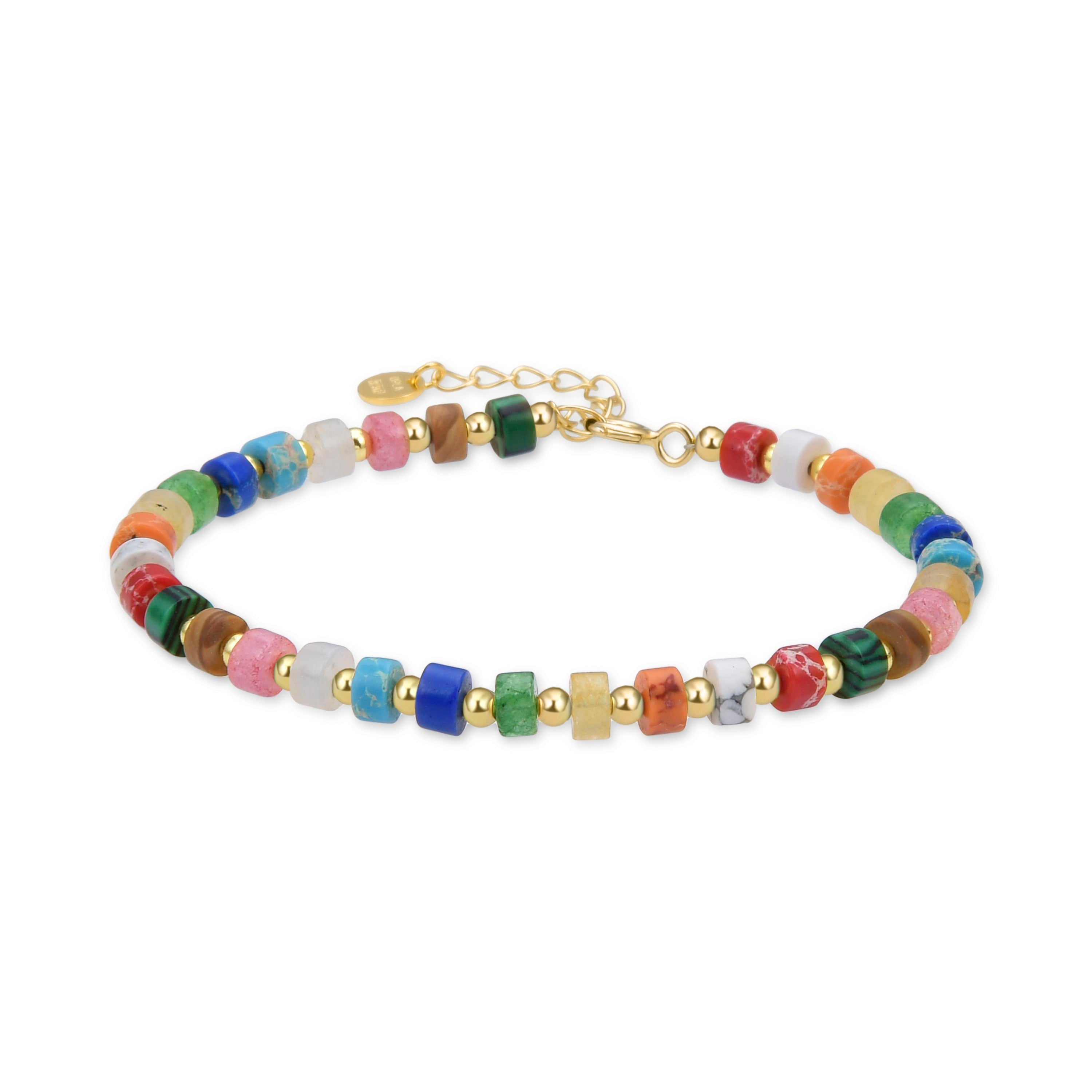 Bracciale in Argento Sterling 925 con Cristallo Multicolore rifinito in oro giallo 18K - Ihun