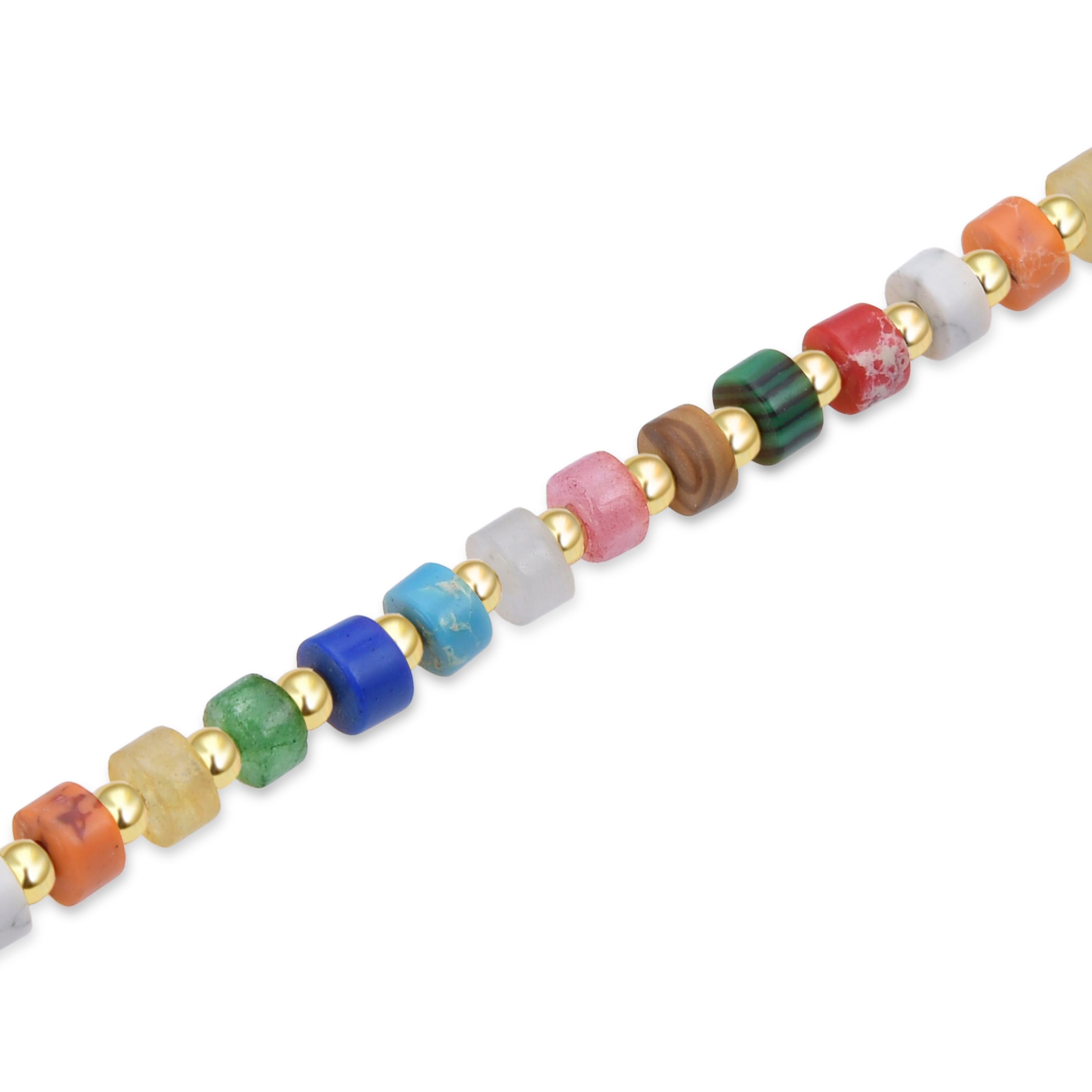 Pulseira de Prata de Lei 925 com Cristal Multicolor acabada em ouro amarelo 18K - Ihun