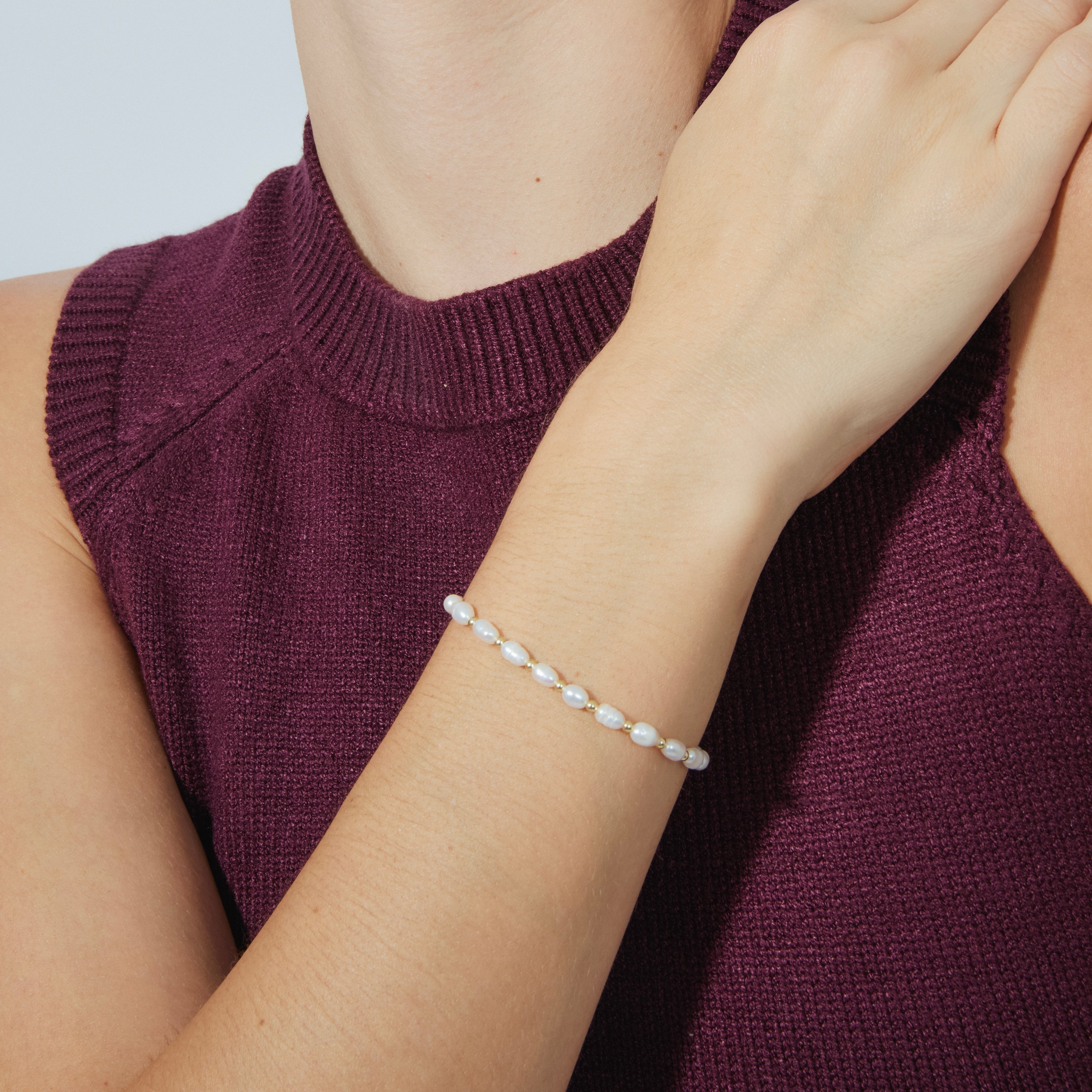 925 Sterling Silver Bracelet with White Pearl finished in 18K Yellow Gold - Zul