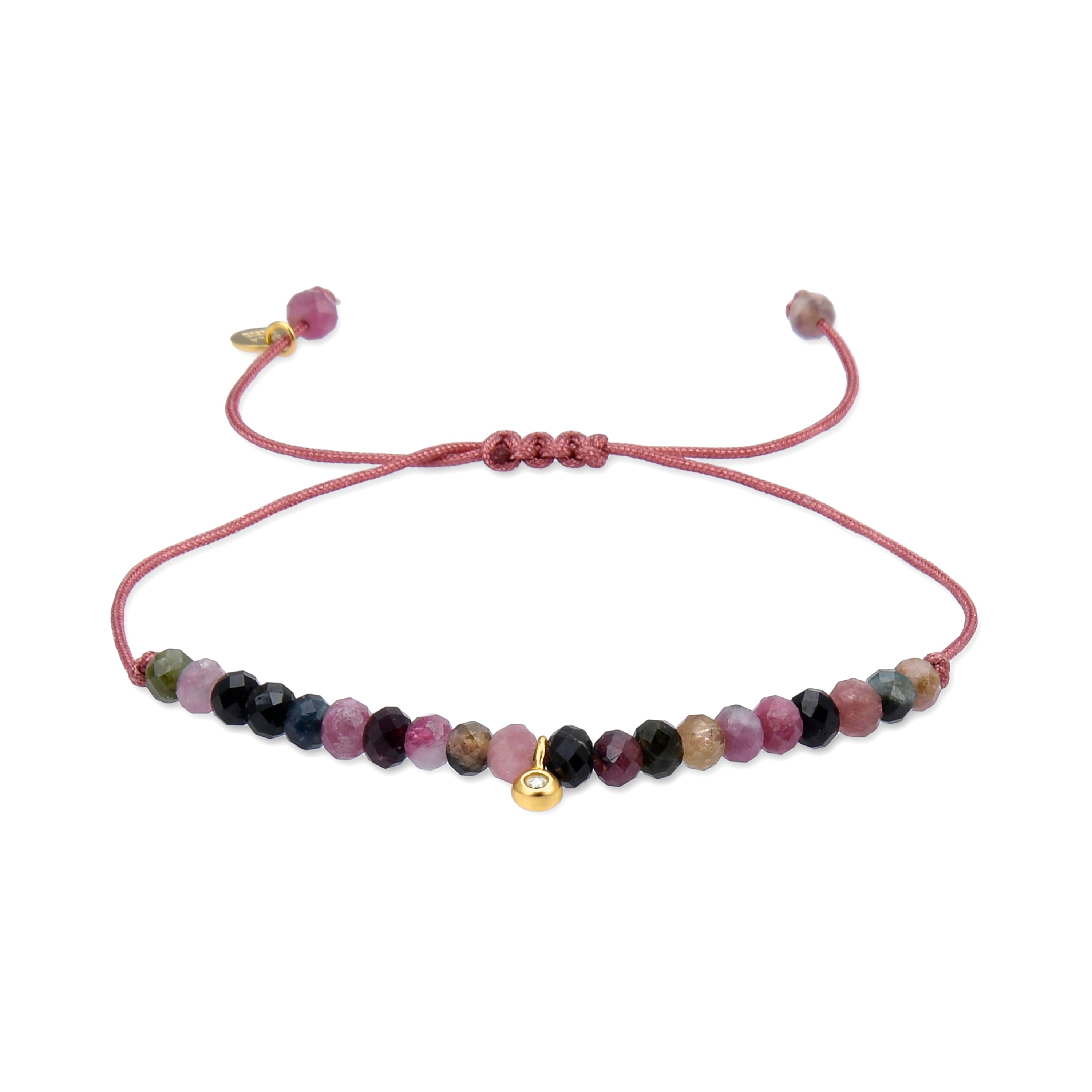 925 Sterling Silver Bracelet with Multicolor Crystal finished in 18K Yellow Gold - Kasai