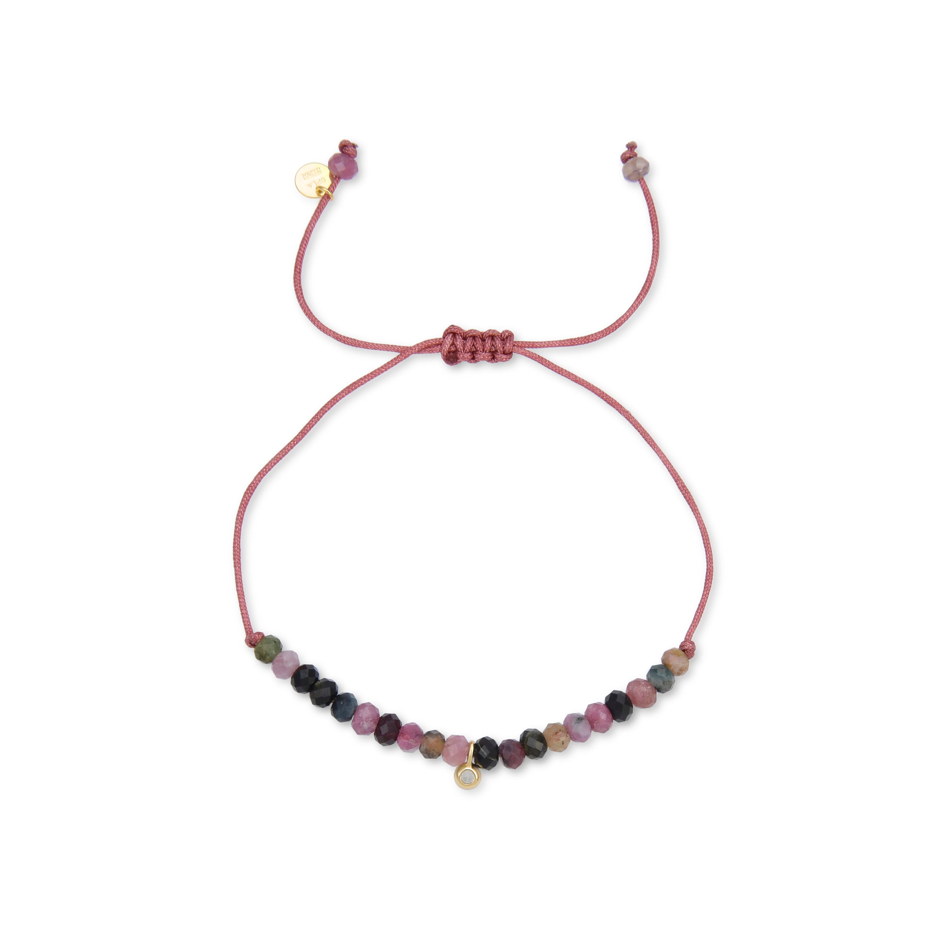 Pulsera de Plata de Ley 925 con Cristal Multicolor acabada en oro amarillo 18K - Kasai