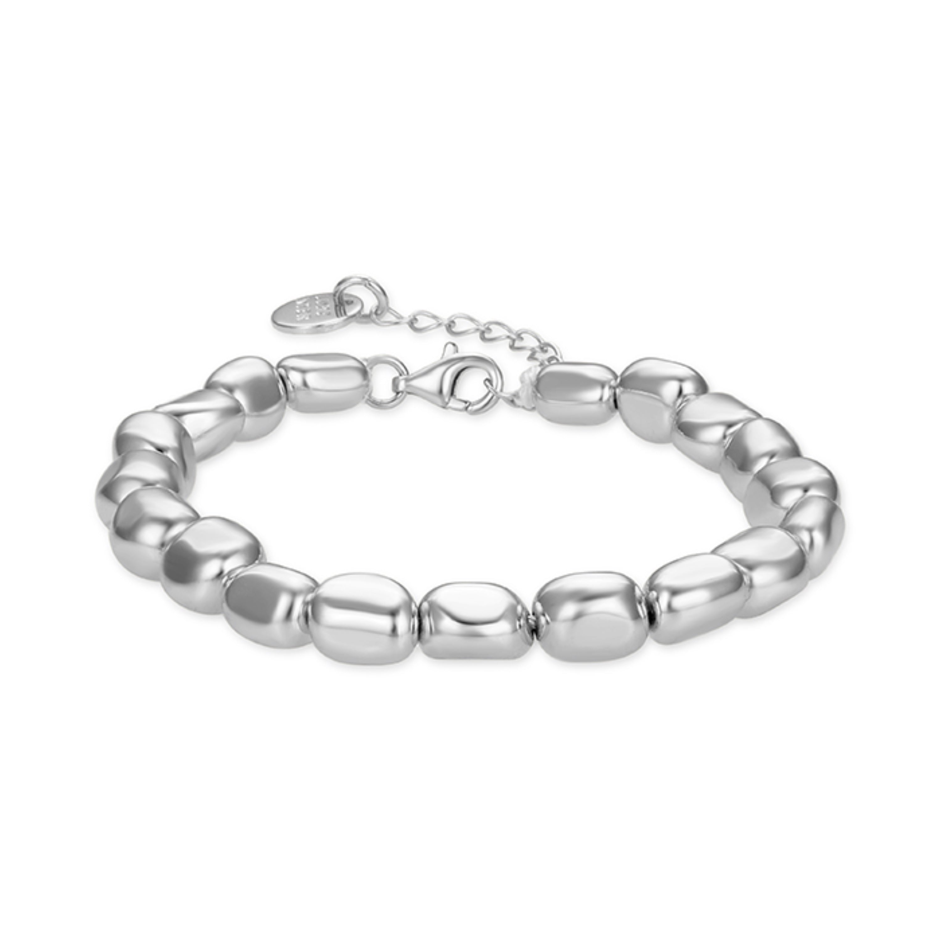 Bracelet en argent sterling 925 avec hématite fini en rhodium - Caspil