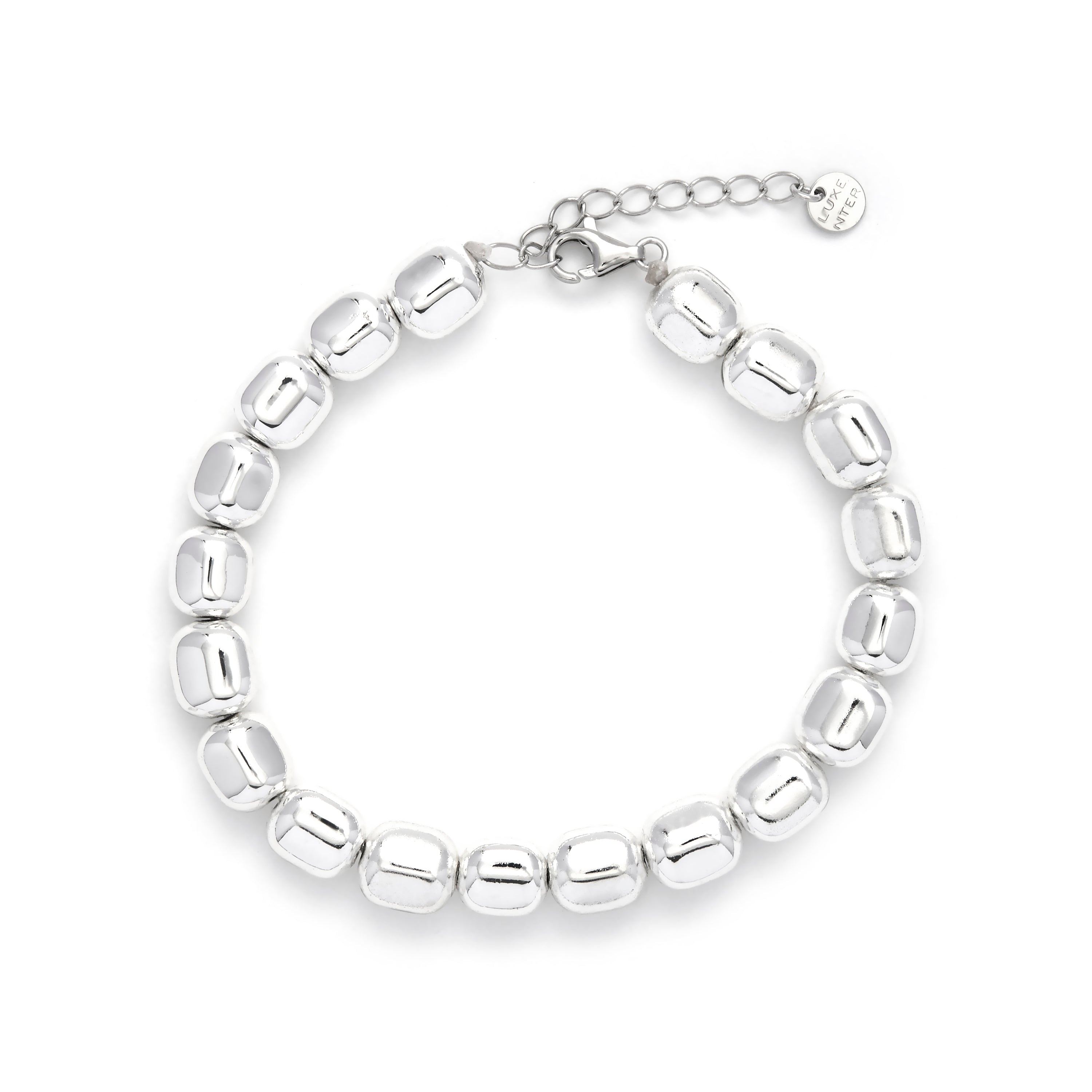 925 Sterling Silver Bracelet with Hematite finished in rhodium - Caspil