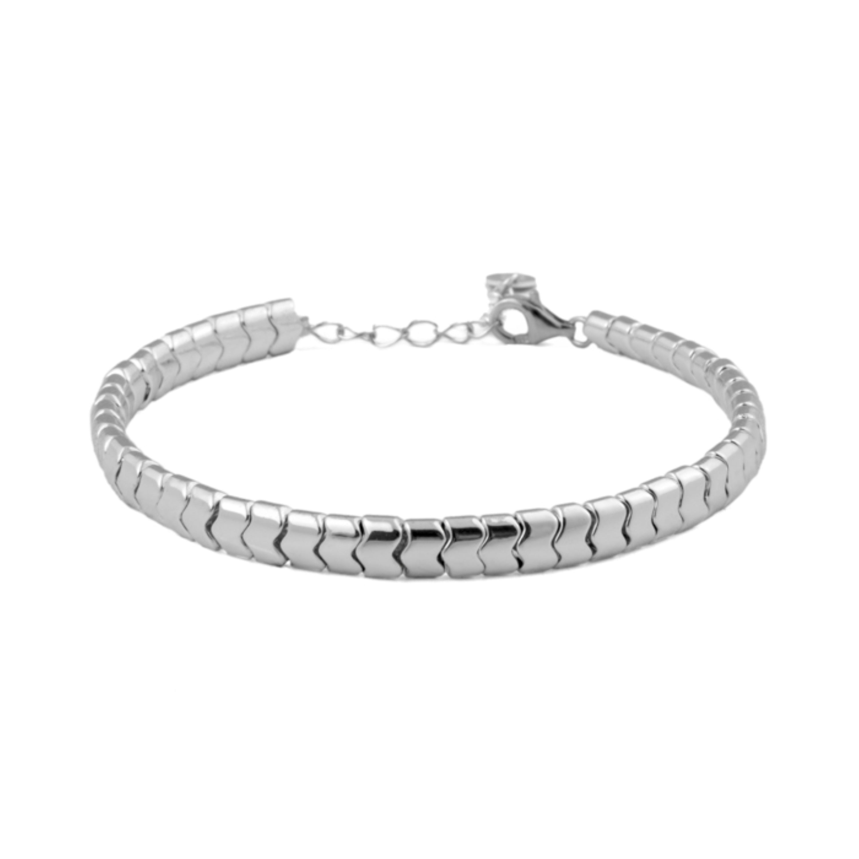 Bracelet en argent sterling 925 avec hématite fini en rhodium - Ketko