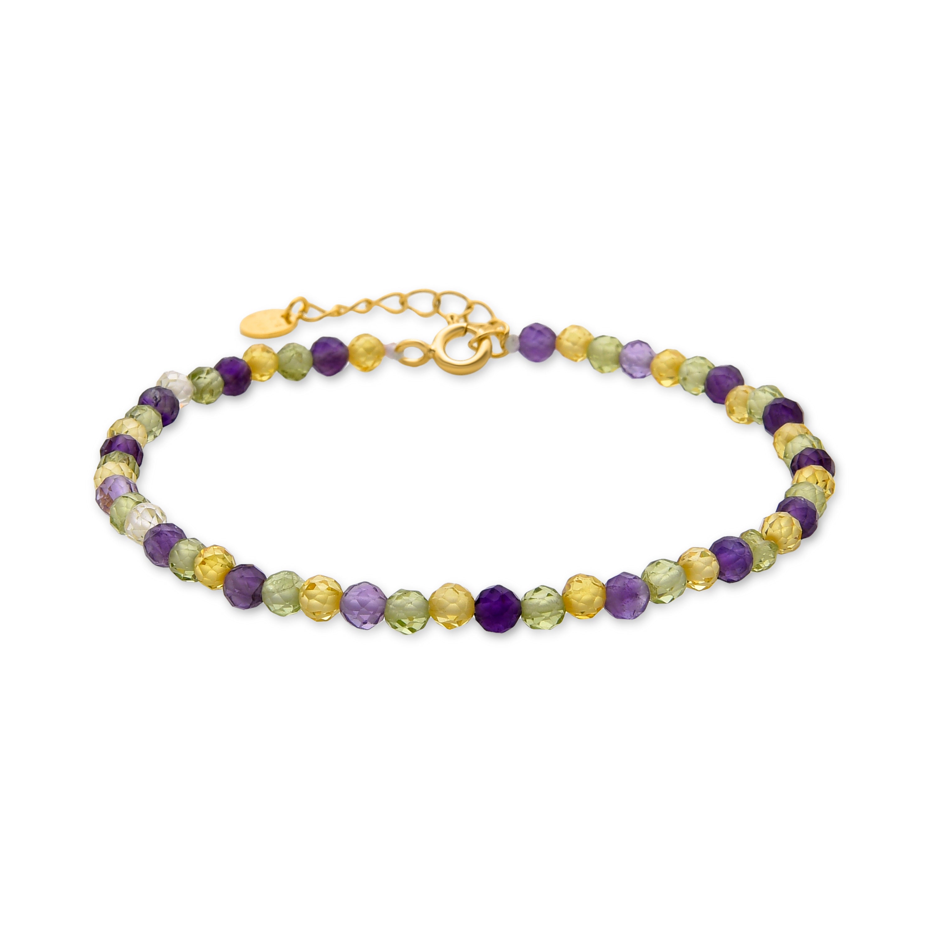 Bracelet en argent sterling 925 avec fluorite fini en or jaune 18K - Salblai