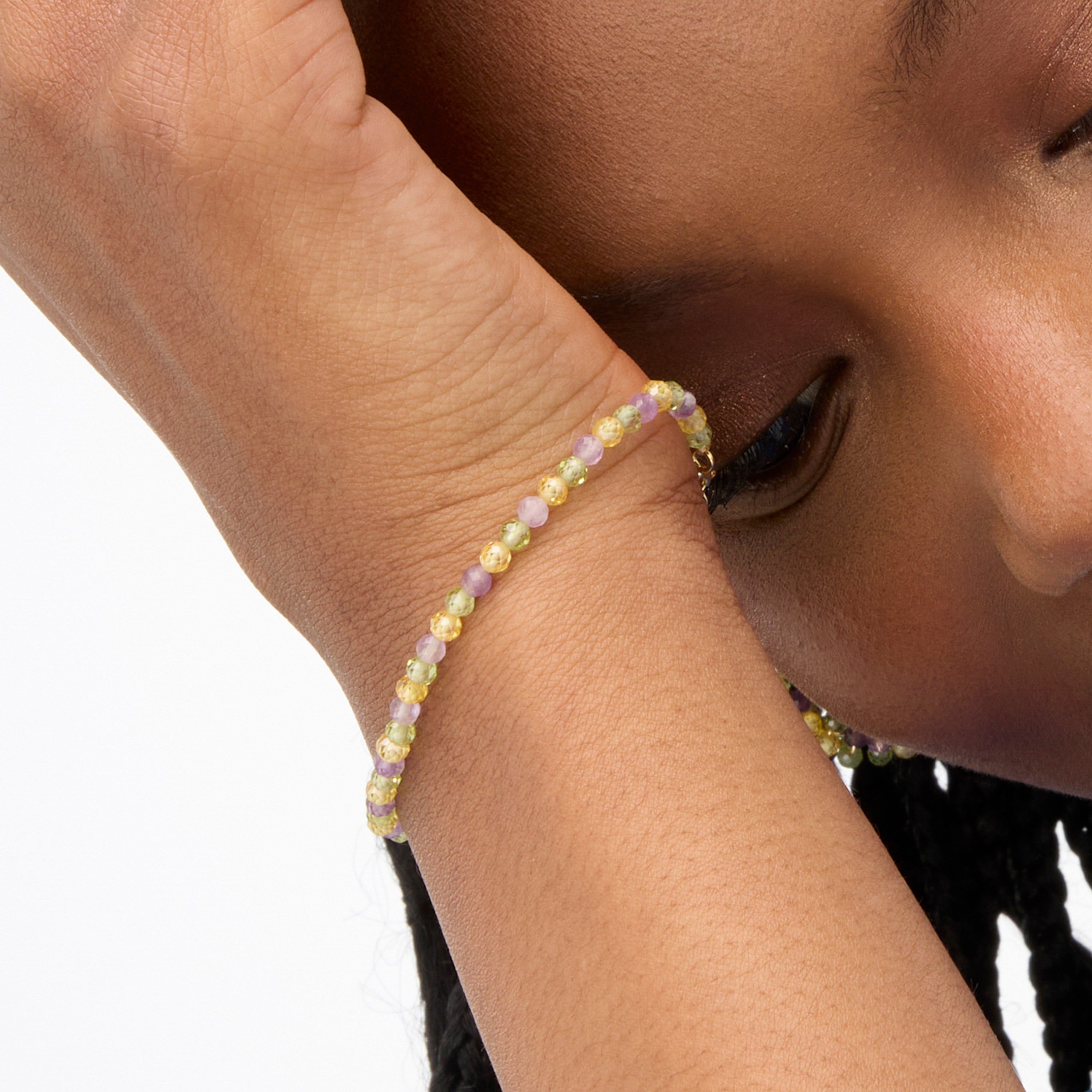 Bracciale in Argento Sterling 925 con Fluorite finito in oro giallo 18K - Salblai