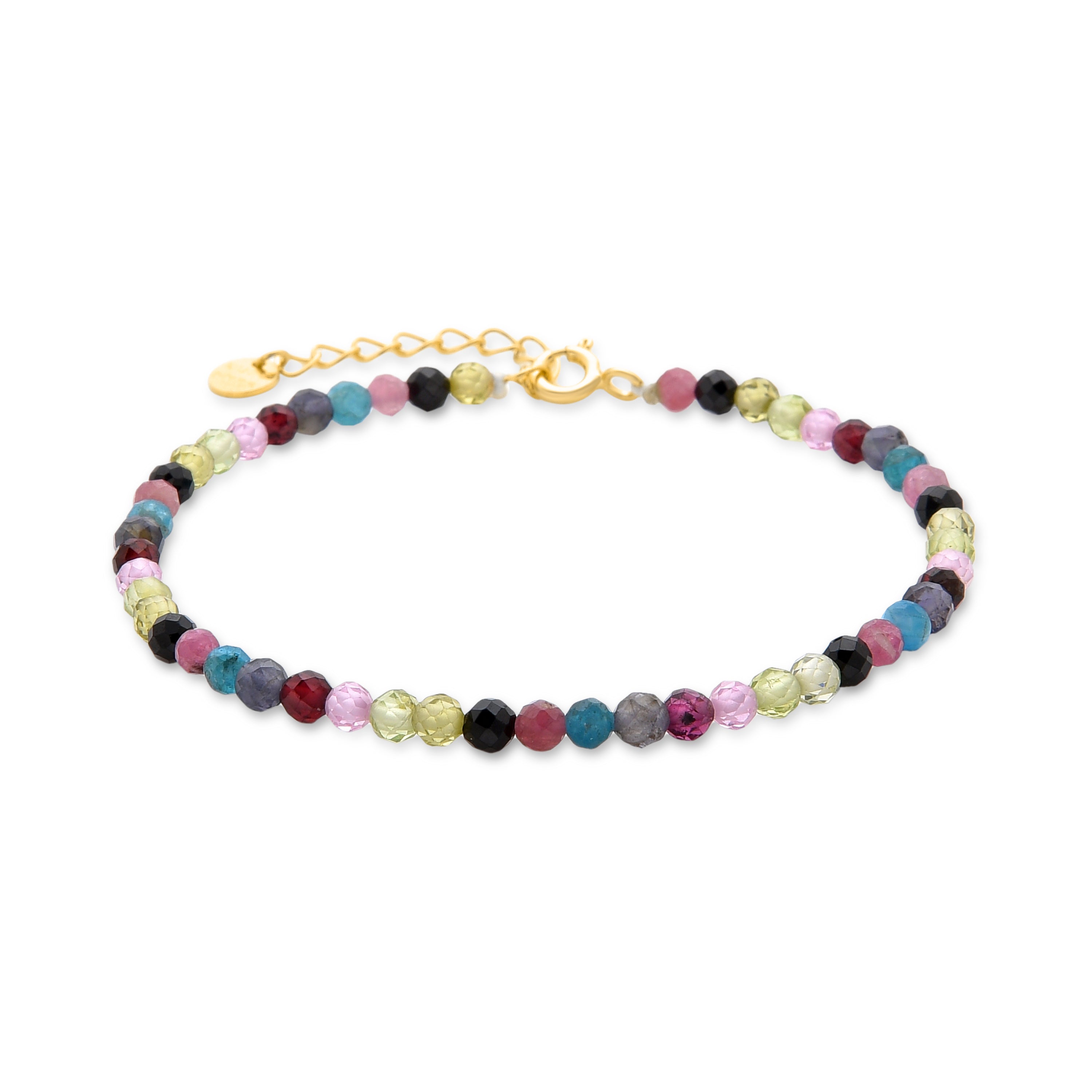 Pulsera de Plata de Ley 925 con Turmalina Multicolor acabada en oro amarillo 18K - Salblai