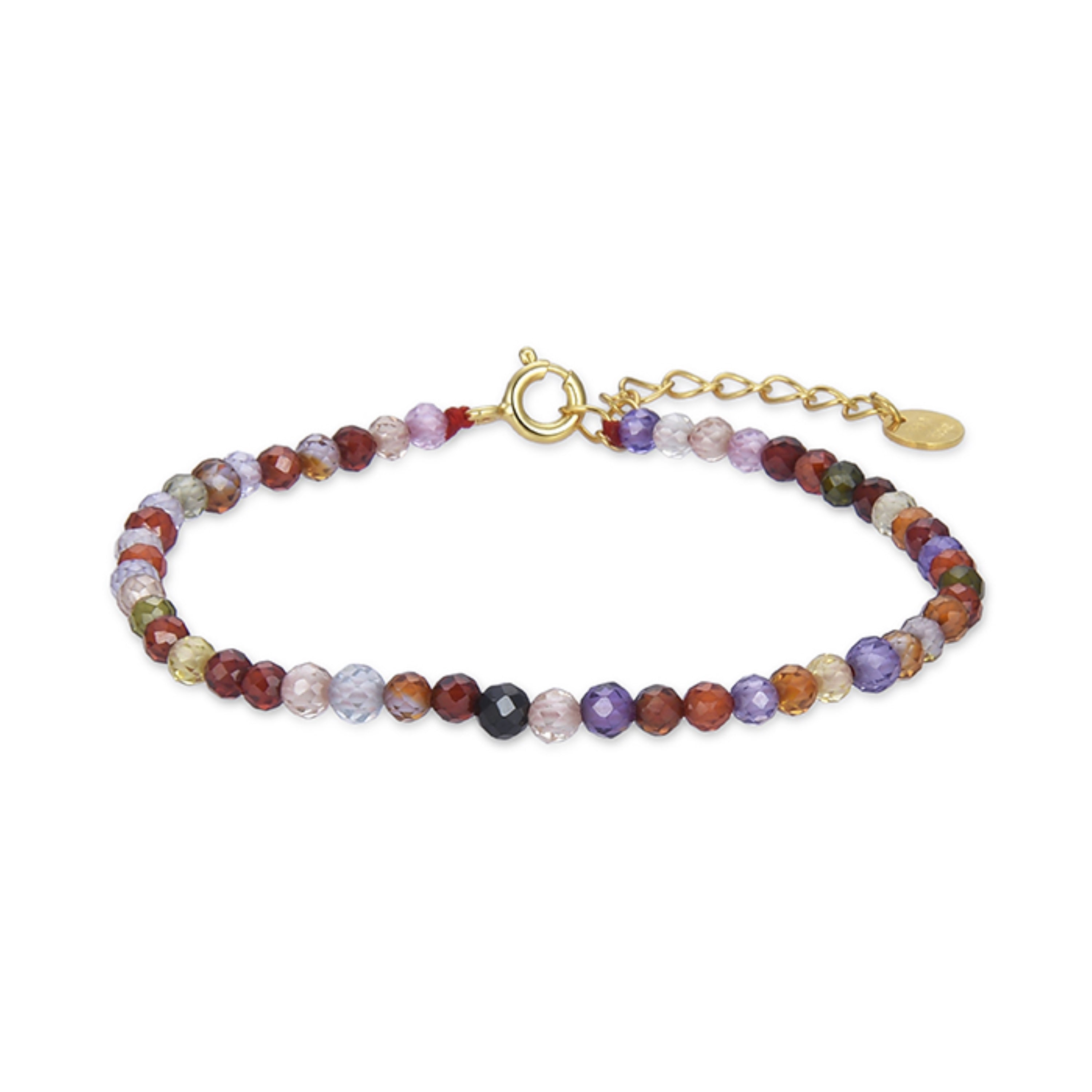 Pulsera de Plata de Ley 925 con Cristal Multicolor acabada en oro amarillo 18K - Ufela