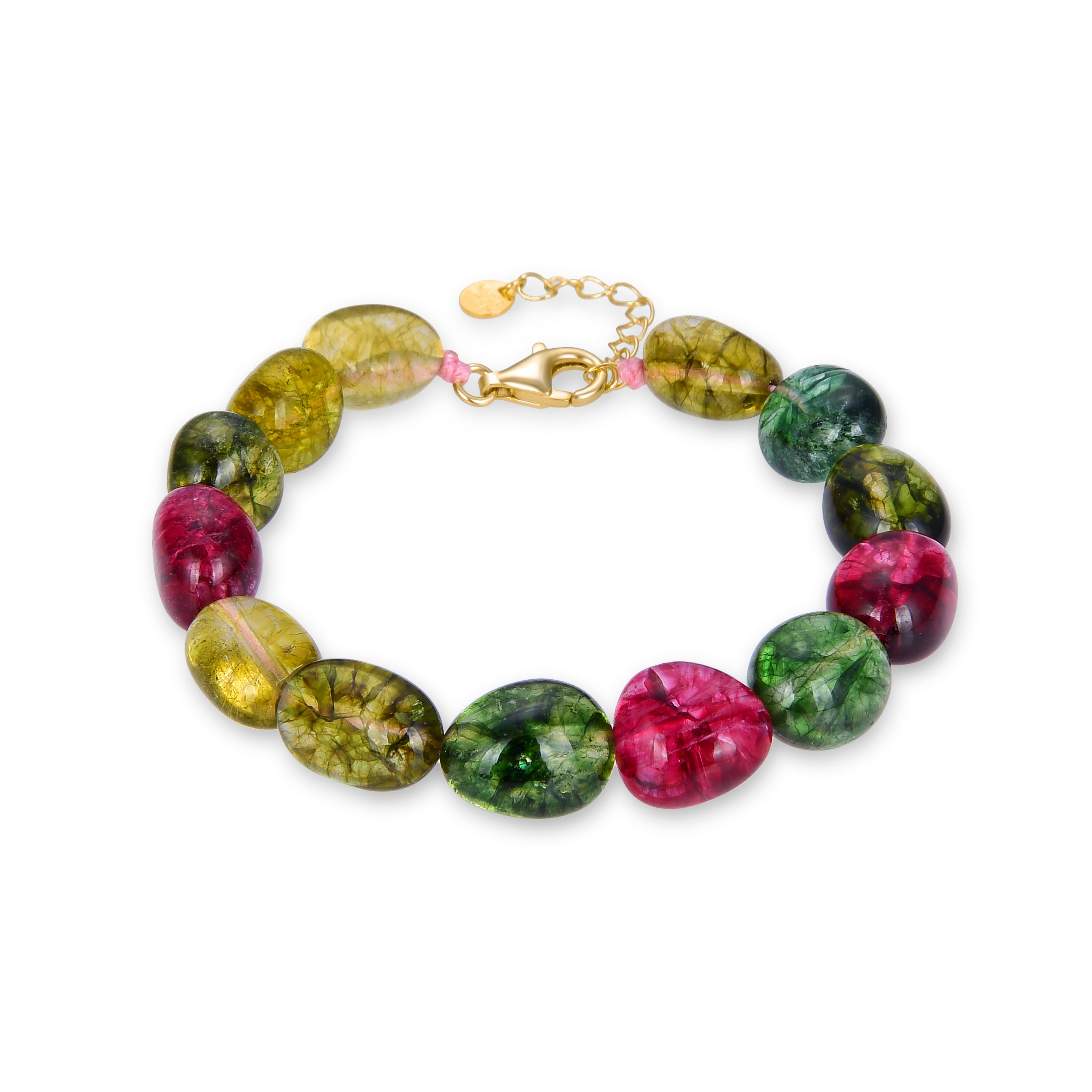 925 Sterling Silver Bracelet with Multicolor Crystal finished in 18K Yellow Gold - Karse