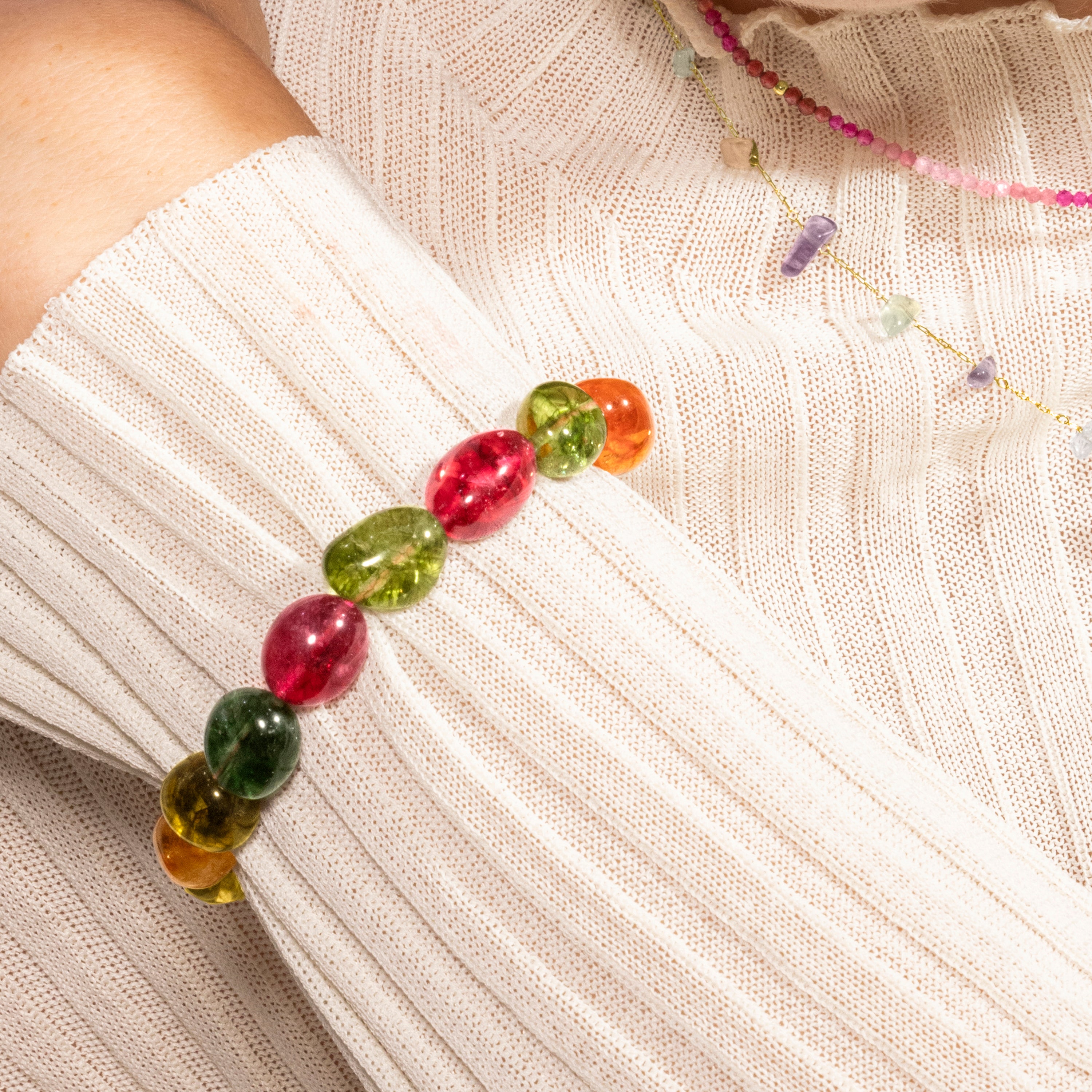 Pulsera de Plata de Ley 925 con Cristal Multicolor acabada en oro amarillo 18K - Karse