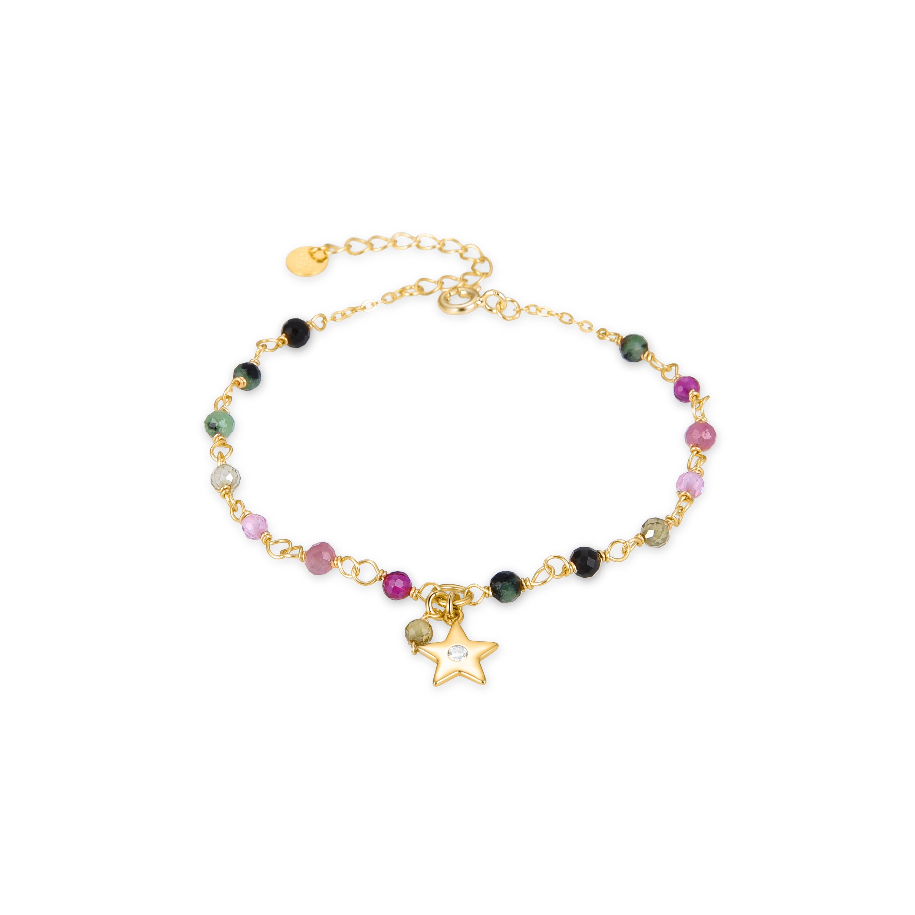 Bracciale in Argento Sterling 925 con Cristallo Multicolore rifinito in oro giallo 18K - Suor