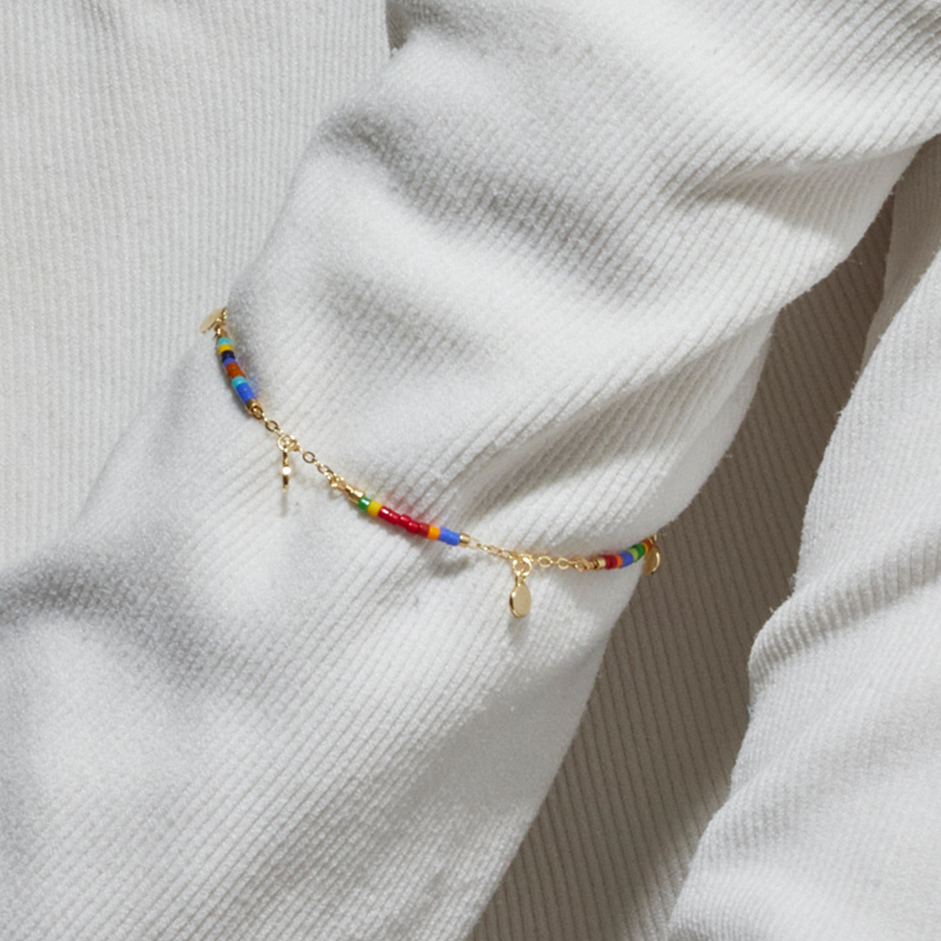 Pulsera de Plata de Ley 925 con Cristal Multicolor acabada en oro amarillo 18K - Mors