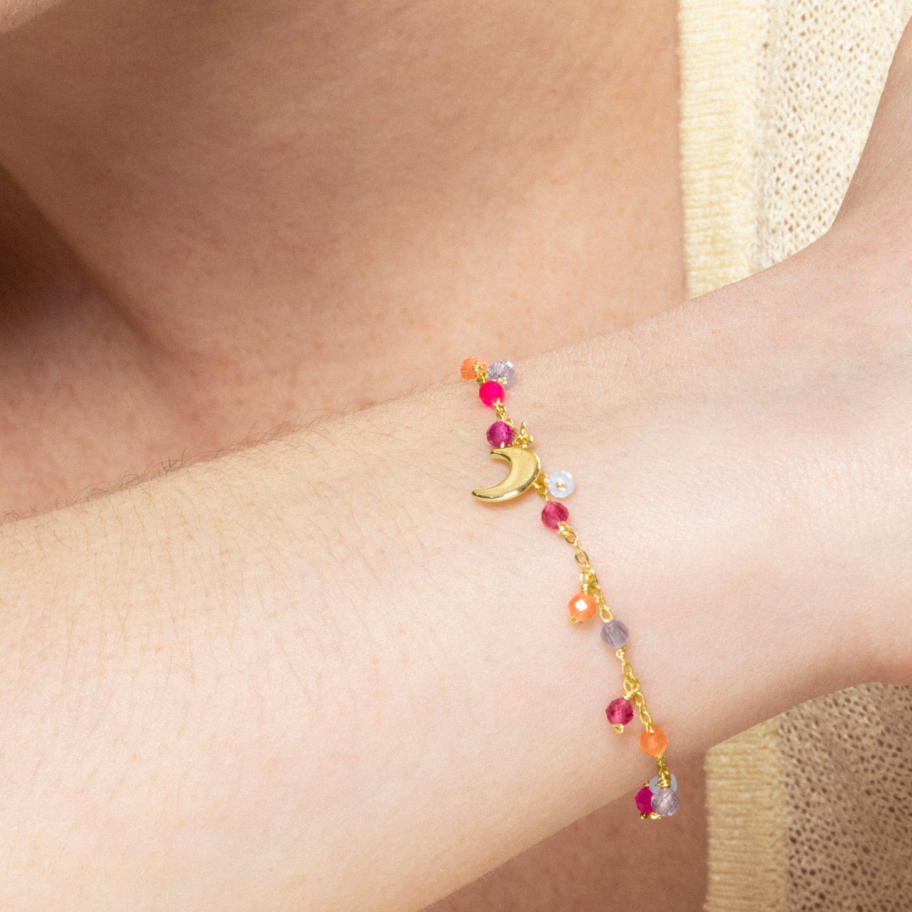 925 Sterling Silver Bracelet with Multicolor Crystal finished in 18K Yellow Gold - Tryx