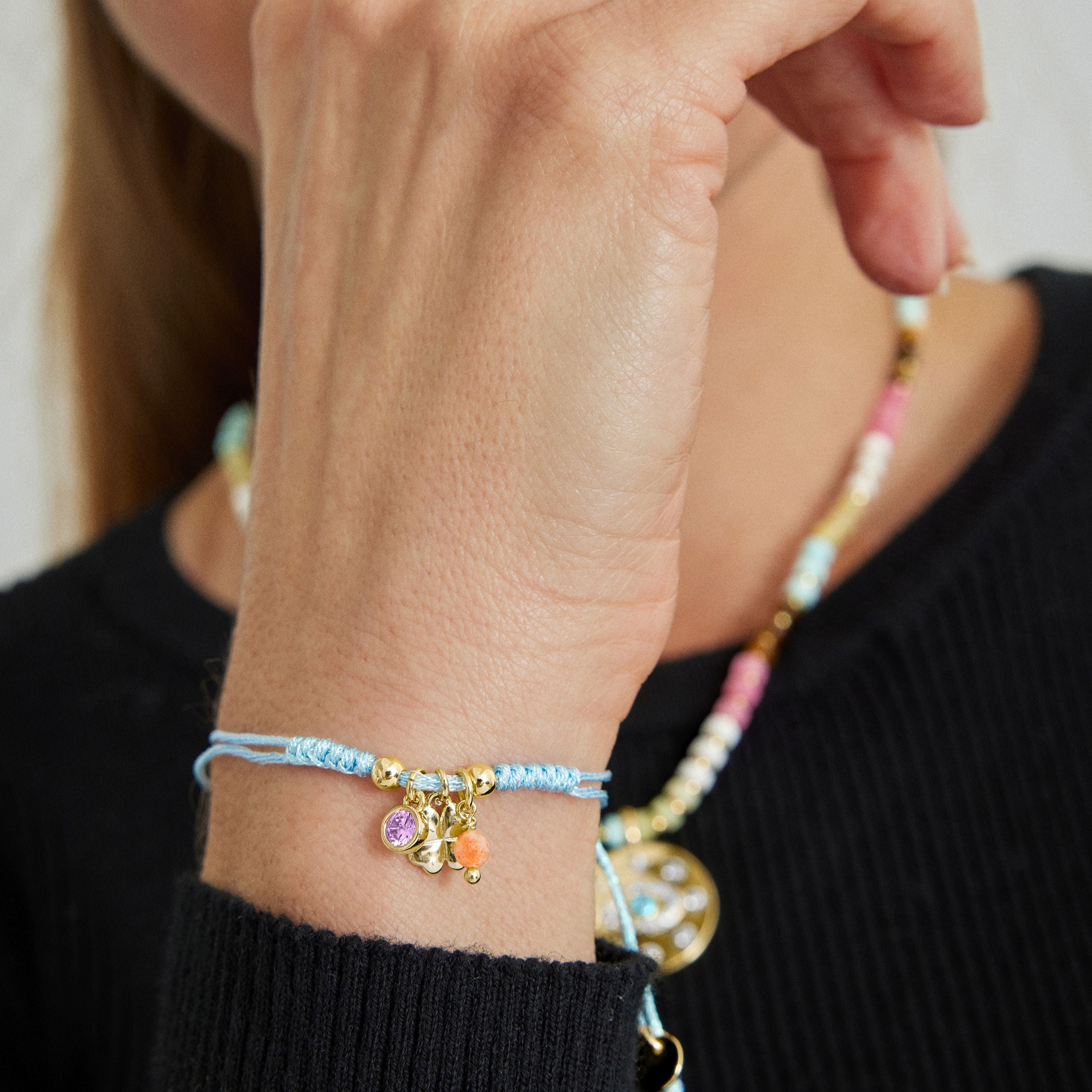 Bracelet en argent sterling 925 avec zircon rose fini en or jaune 18K - Douala