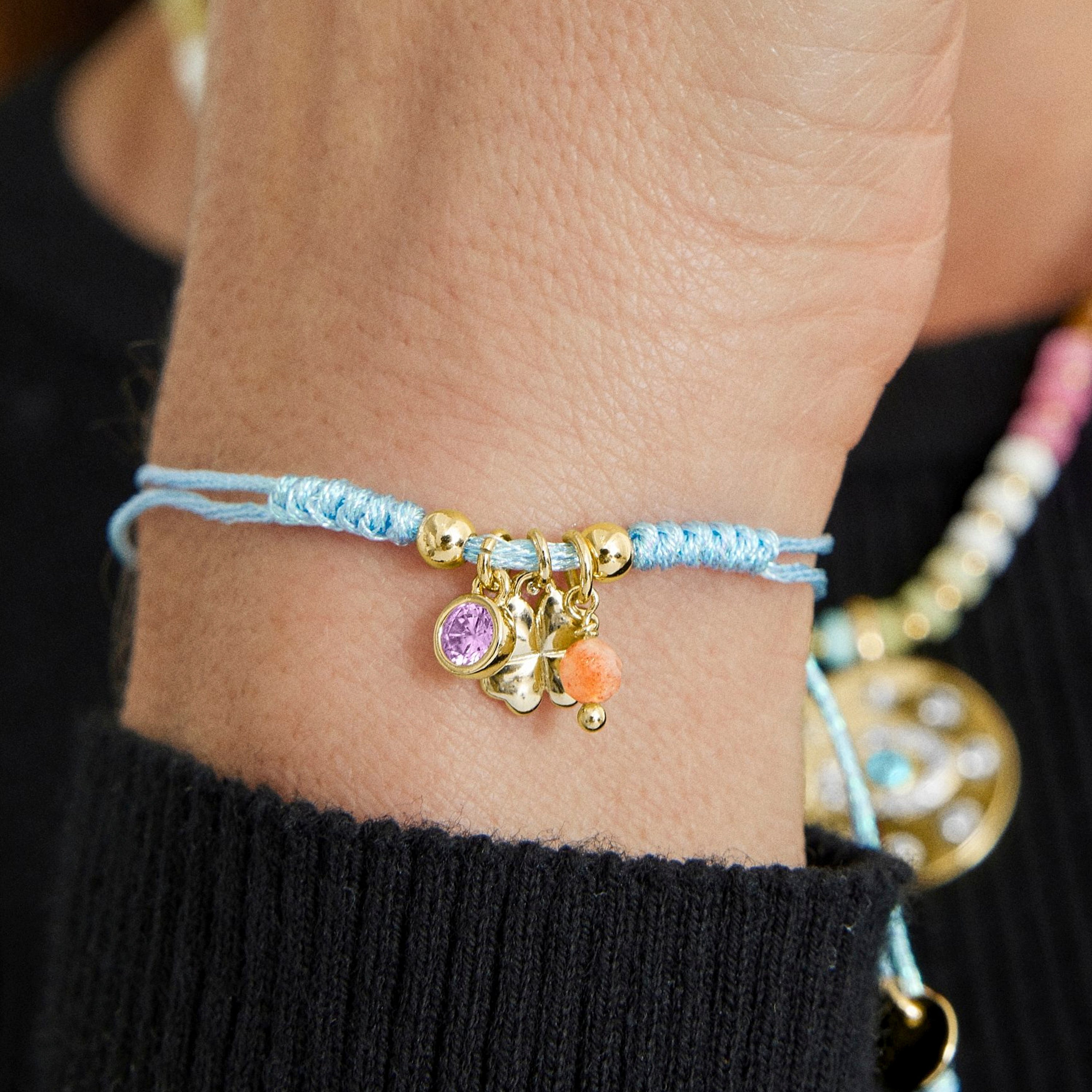 Bracelet en argent sterling 925 avec zircon rose fini en or jaune 18K - Douala