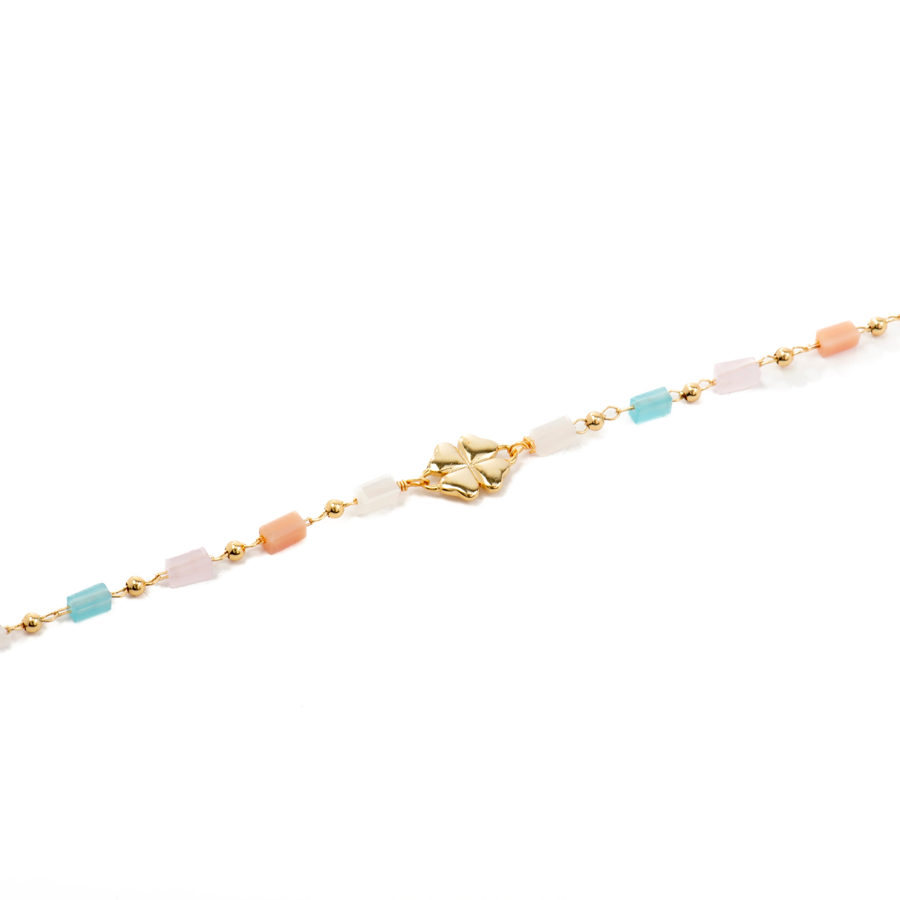 Pulsera de Plata de Ley 925 con Cristal Multicolor acabada en oro amarillo 18K - Saara