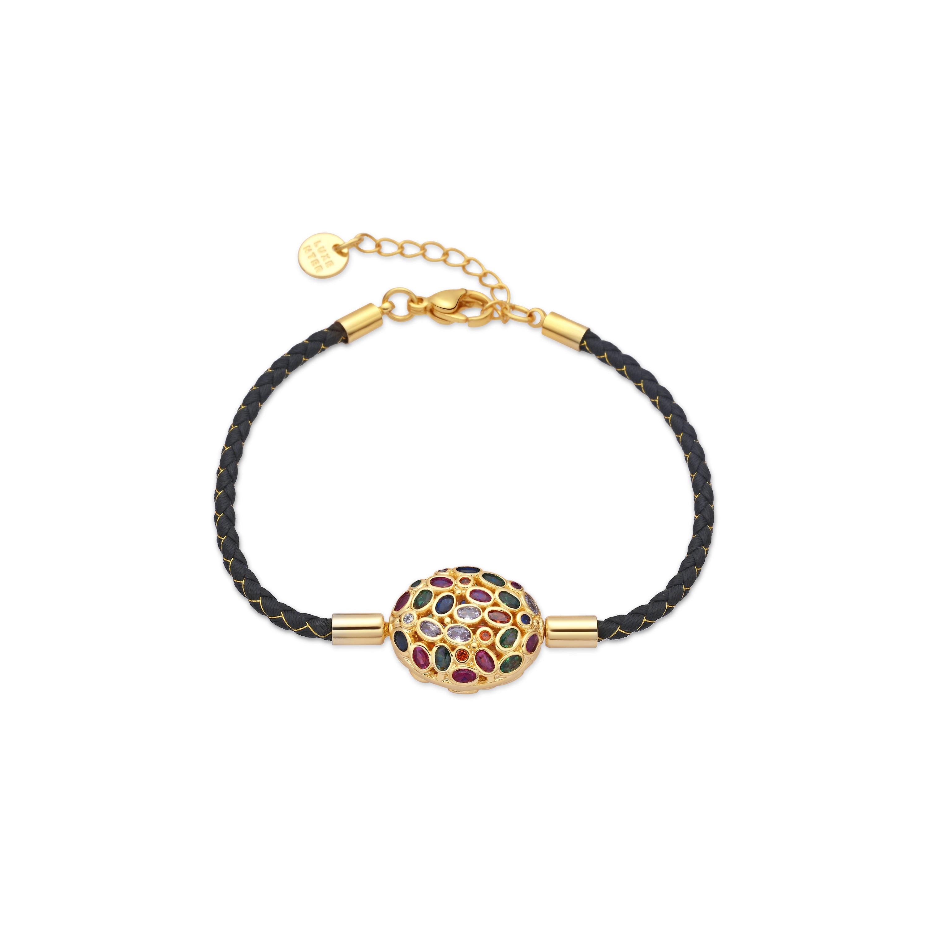 Bracelet en argent sterling 925 et zircon multicolore finition en or jaune 18k - Milkio