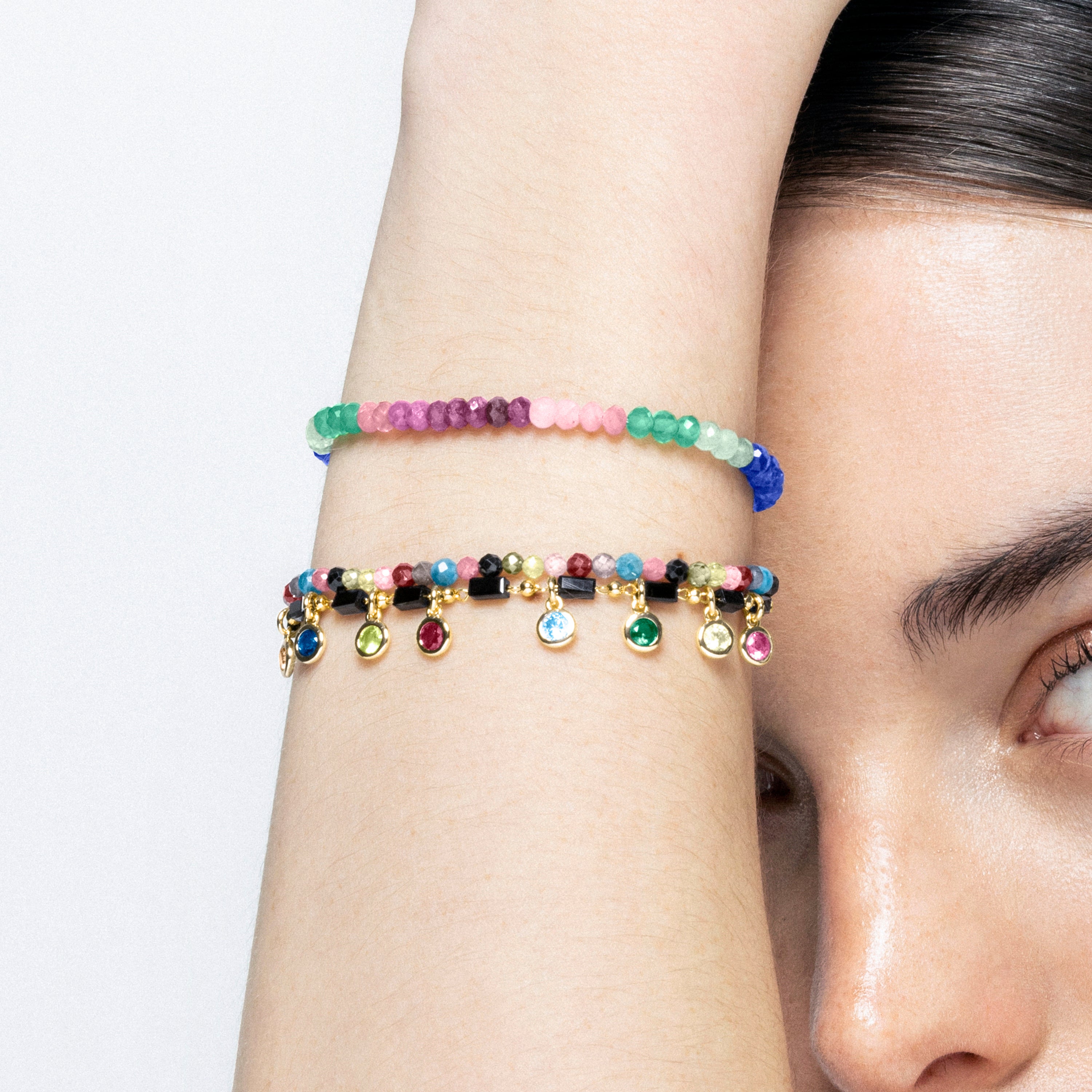Pulseira de Prata de Lei 925 com Zircónia Multicolor acabada em ouro amarelo 18K - Vusak