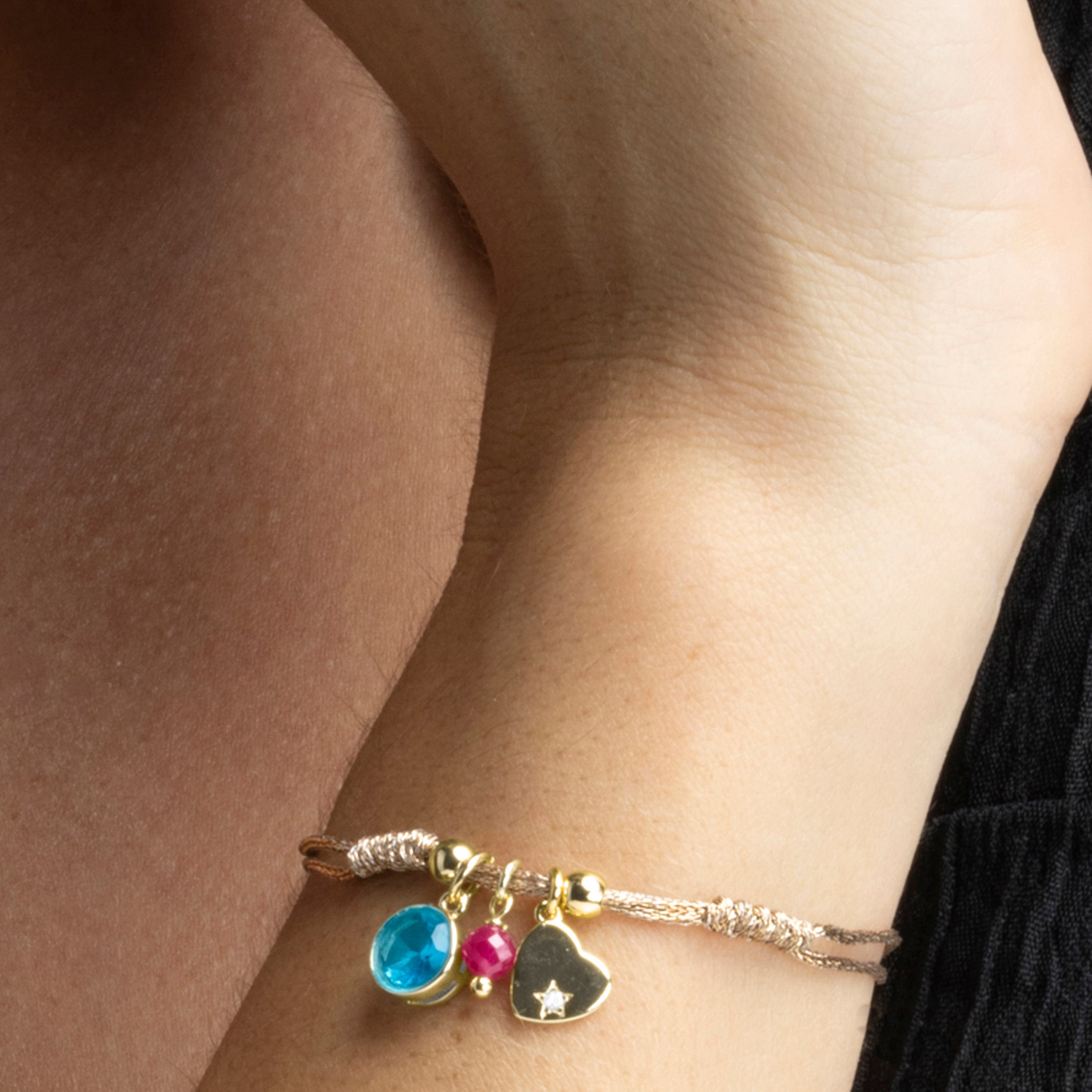 Pulsera de Plata de Ley 925 con Circonita Zafiro acabada en oro amarillo 18K - Erilah