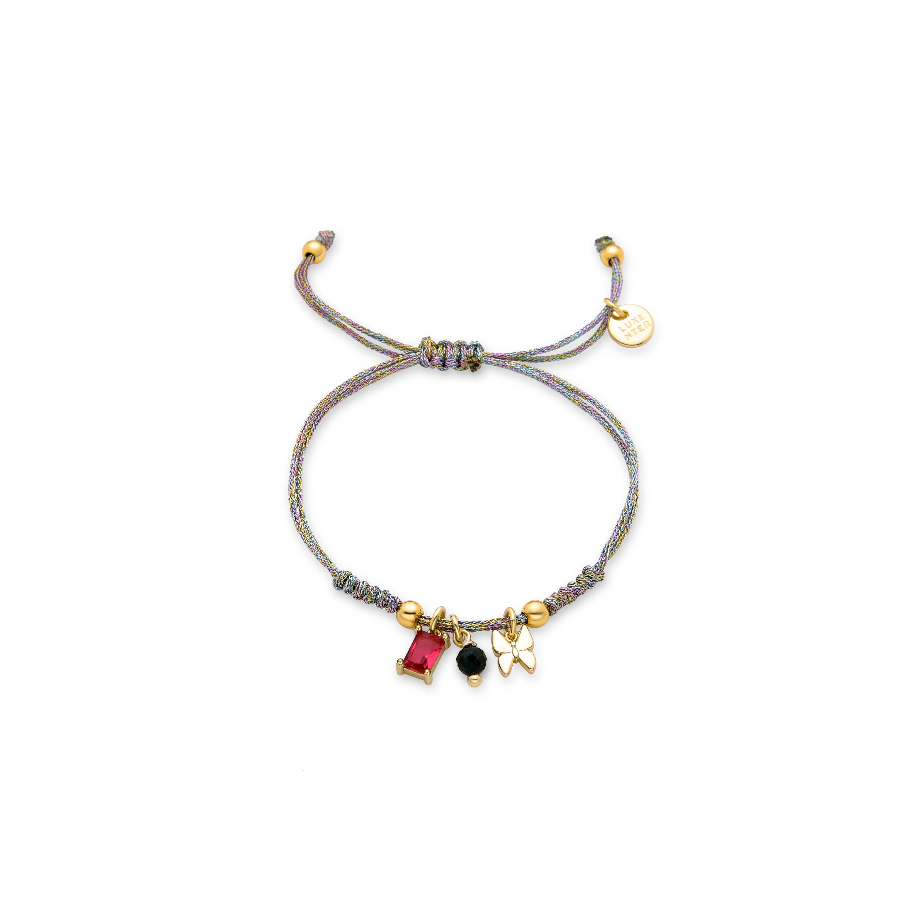 Bracelet en argent sterling 925 avec cristal vert fini en or jaune 18K - Papillon