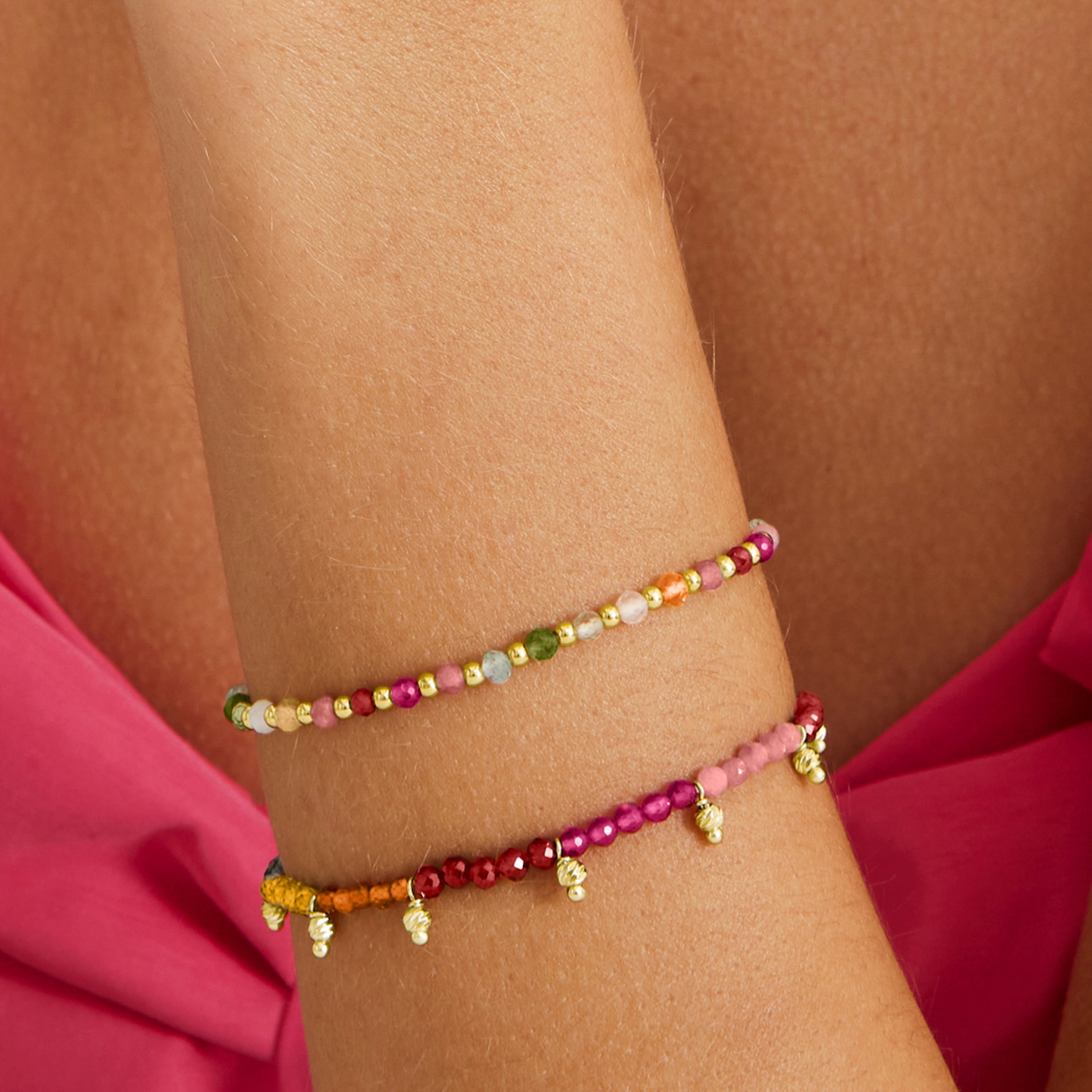 925 Sterling Silver Bracelet with Multicolor Crystal finished in 18K Yellow Gold - Noi