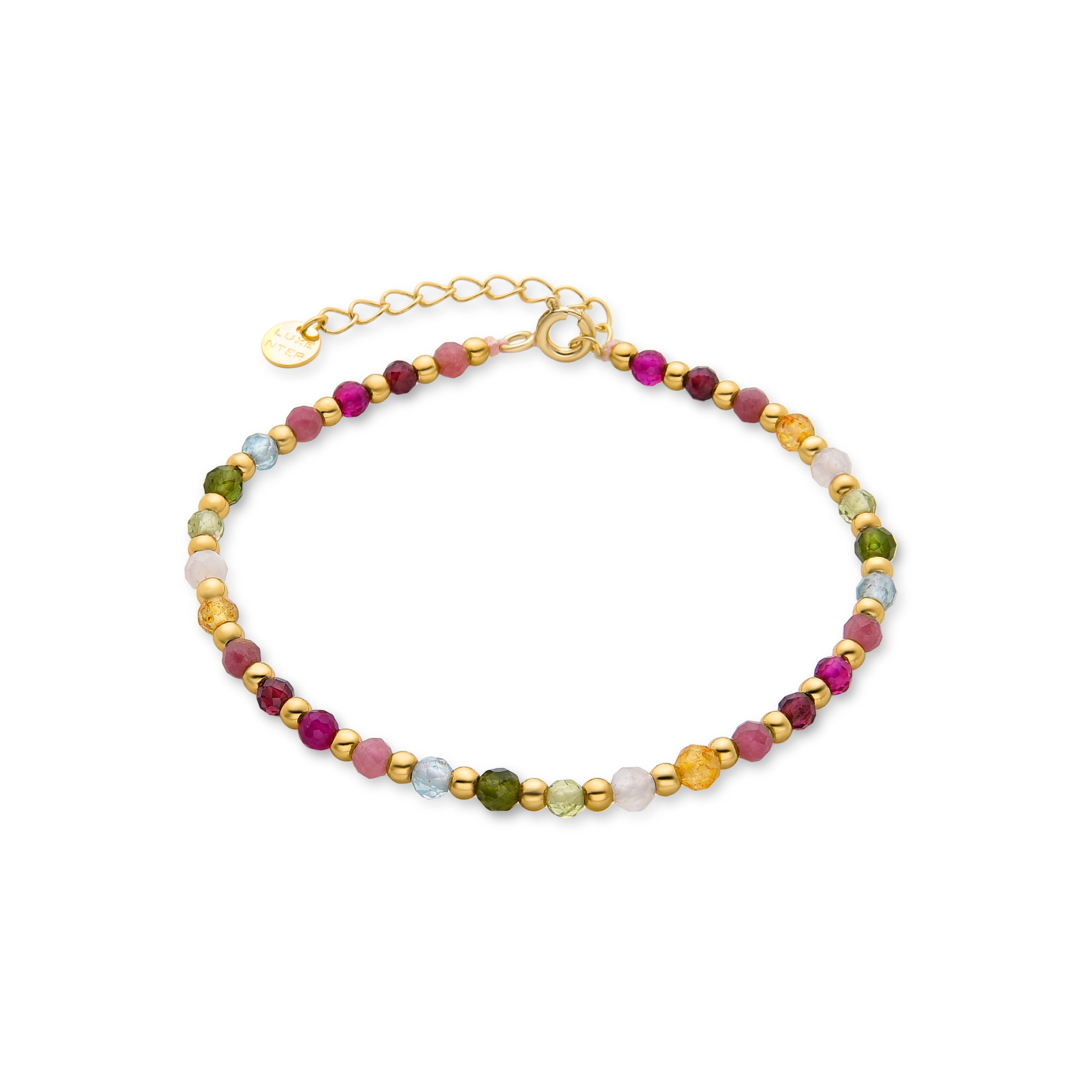 Pulseira de Prata de Lei 925 com Cristal Multicolor acabada em ouro amarelo 18K - Dirrim