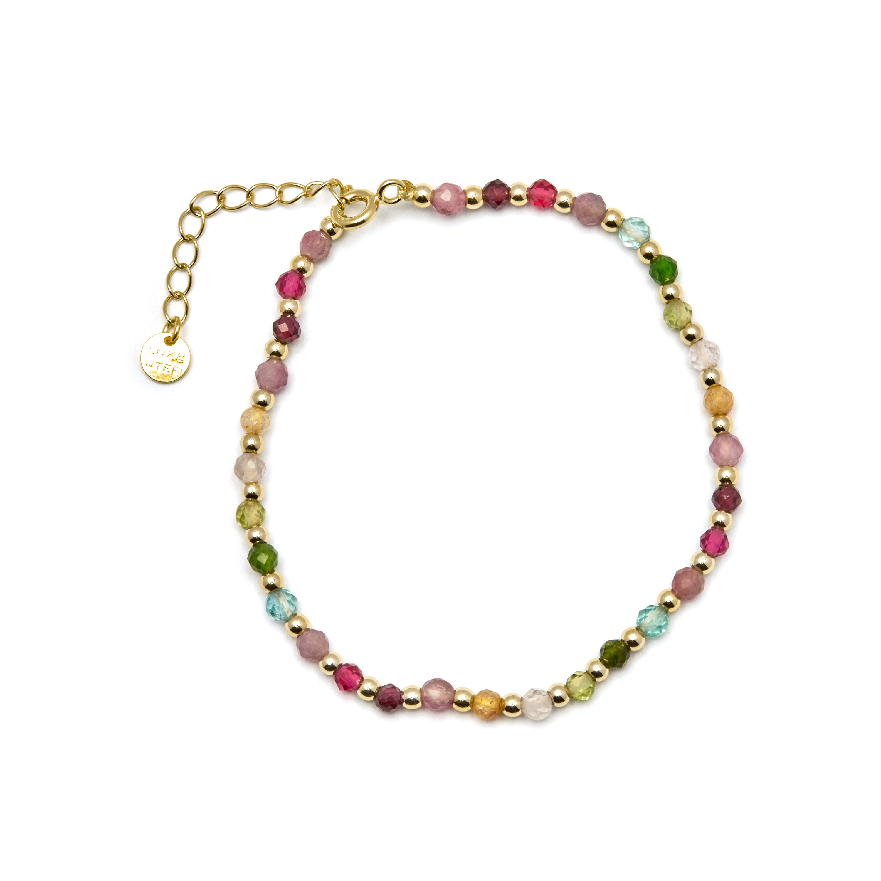 925er Sterlingsilberarmband mit mehrfarbigem Kristall, vergoldet mit 18K Gelbgold - Dirrim