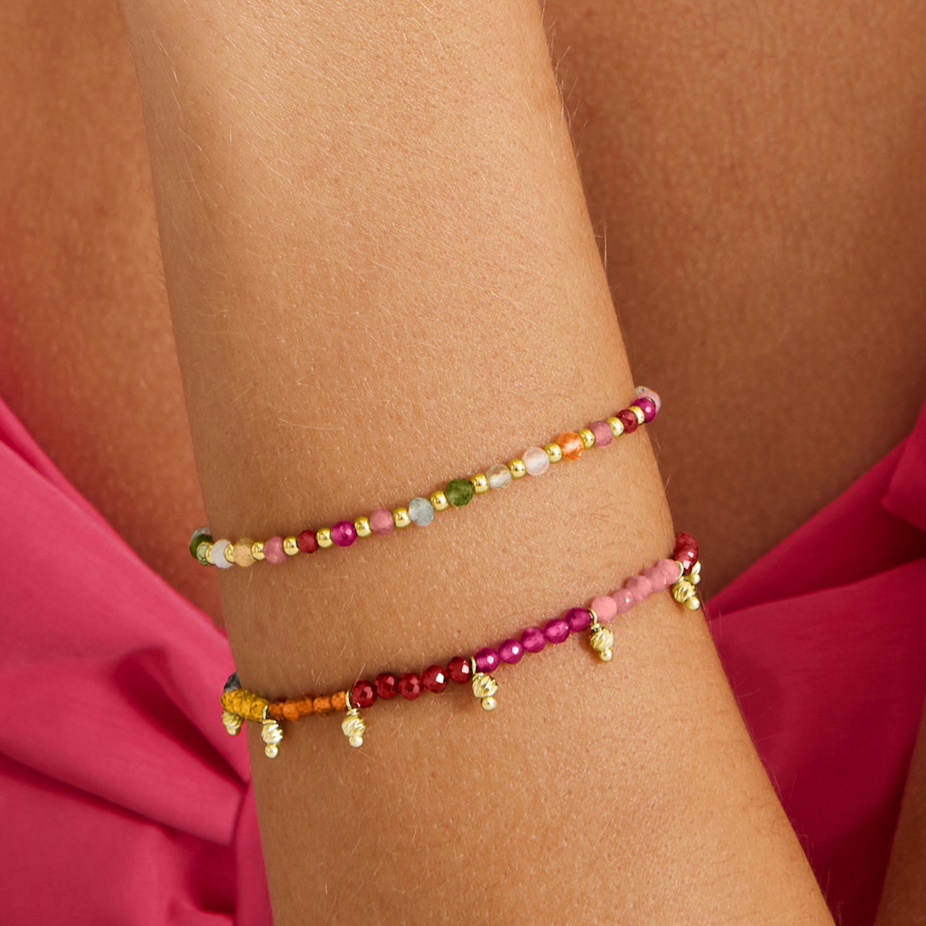 925er Sterlingsilberarmband mit mehrfarbigem Kristall, vergoldet mit 18K Gelbgold - Dirrim