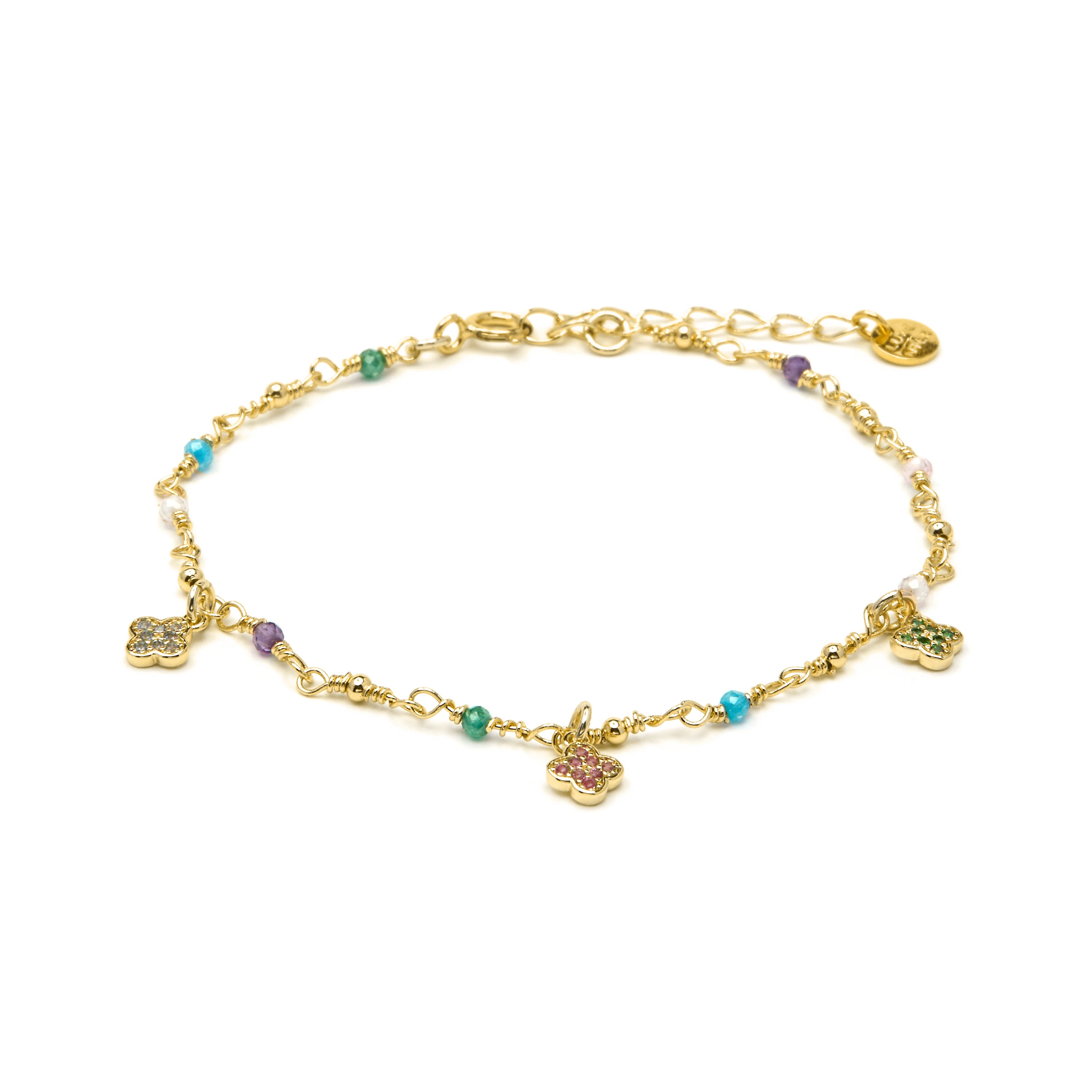 Bracciale in argento sterling 925 e zircone multicolore con finitura in oro giallo 18k - Talip
