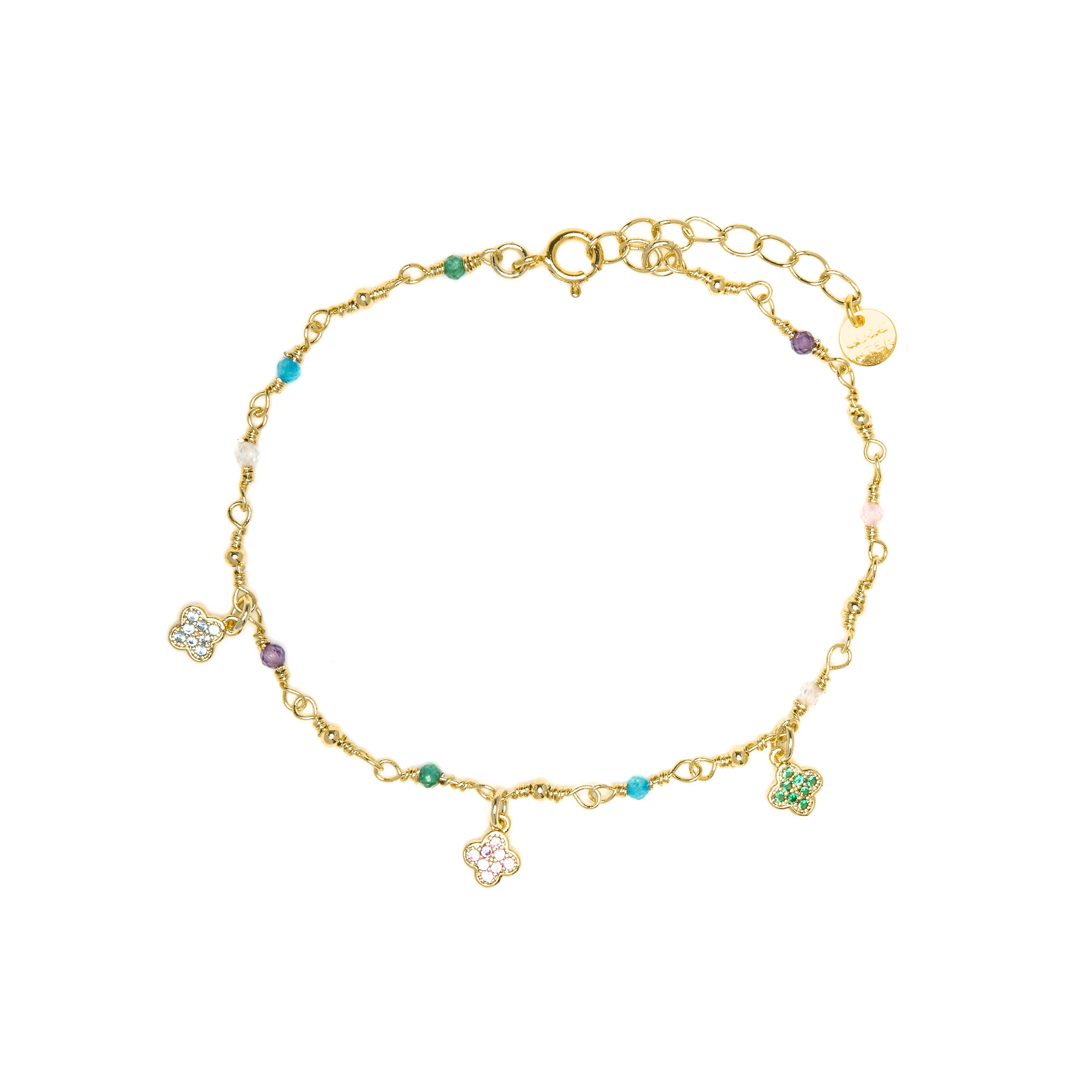 Bracciale in argento sterling 925 e zircone multicolore con finitura in oro giallo 18k - Talip