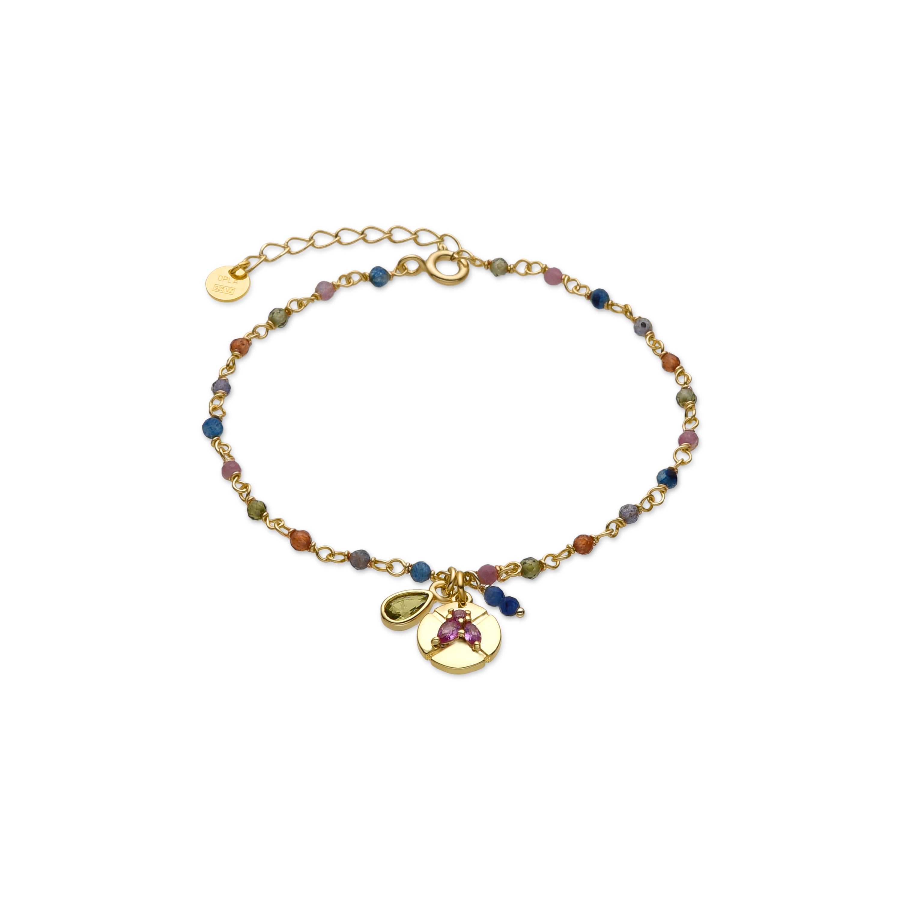 925er Sterlingsilberarmband mit mehrfarbigen Zirkonia, 18k Gold-Finish - Iorz