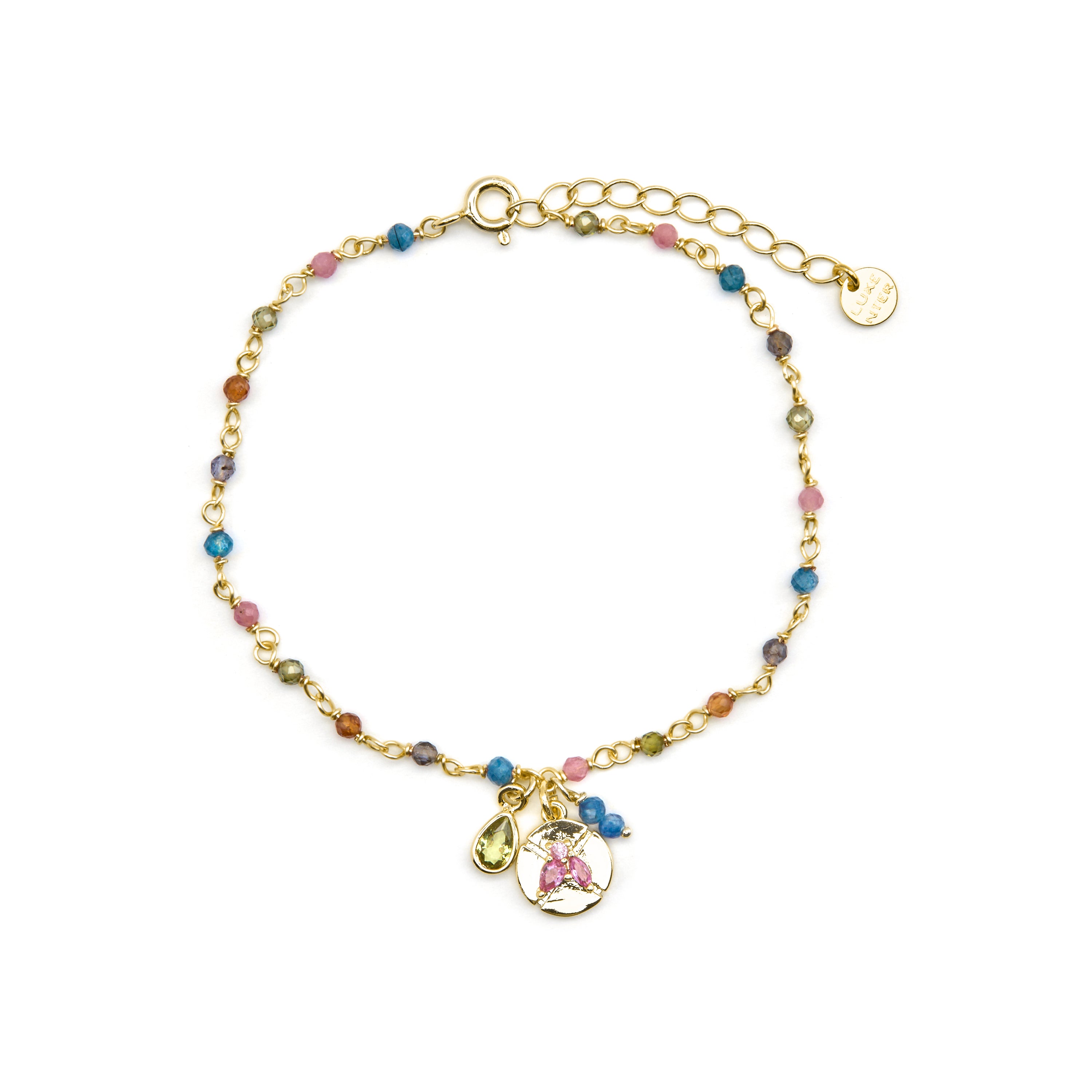 925er Sterlingsilberarmband mit mehrfarbigen Zirkonia, 18k Gold-Finish - Iorz