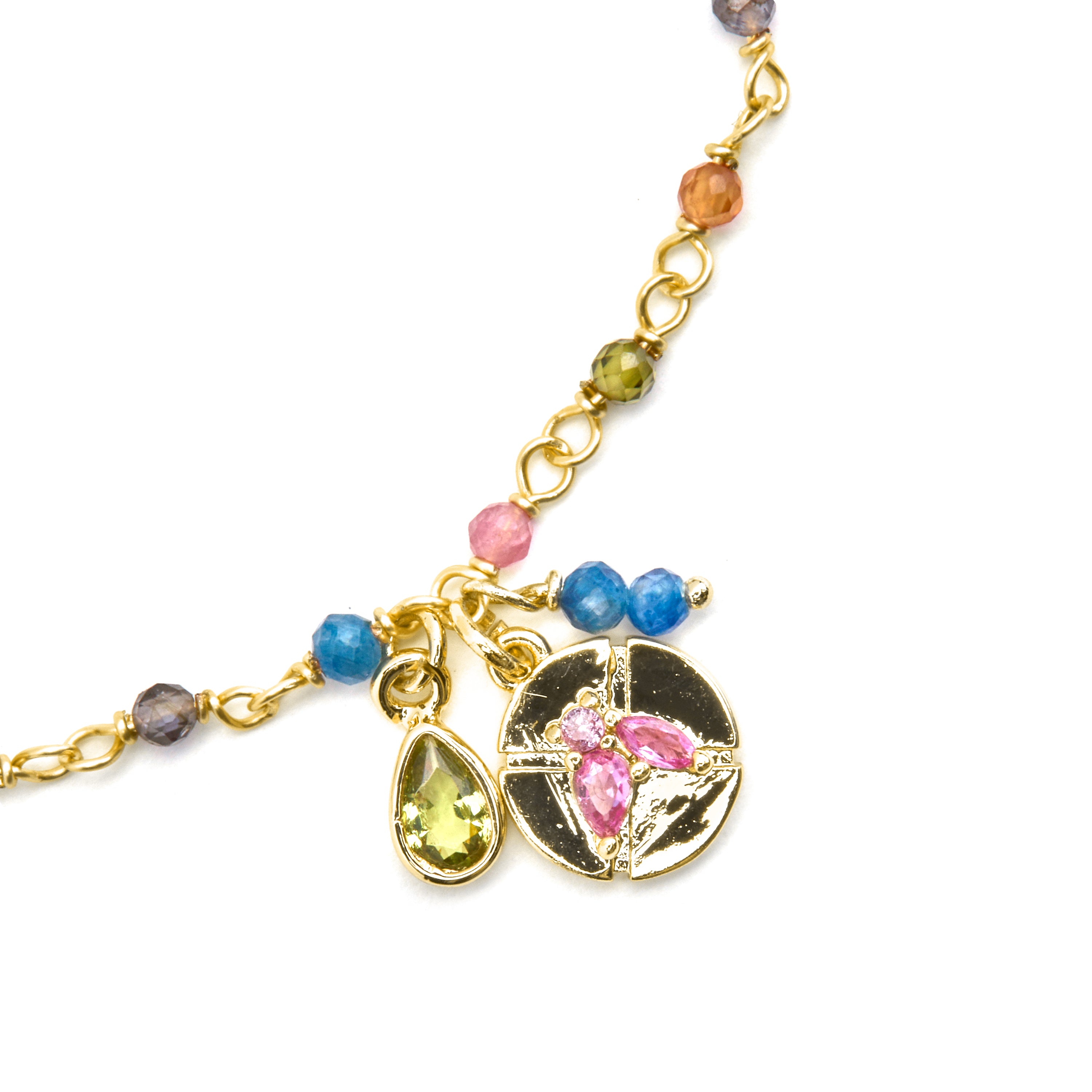925er Sterlingsilberarmband mit mehrfarbigen Zirkonia, 18k Gold-Finish - Iorz