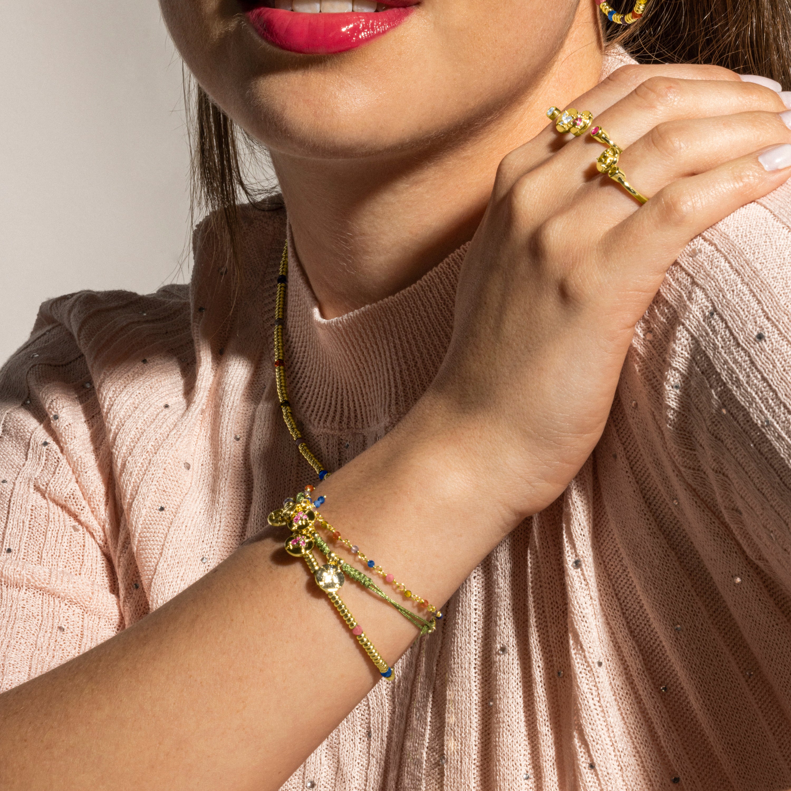 925er Sterlingsilberarmband mit mehrfarbigen Zirkonia, 18k Gold-Finish - Iorz