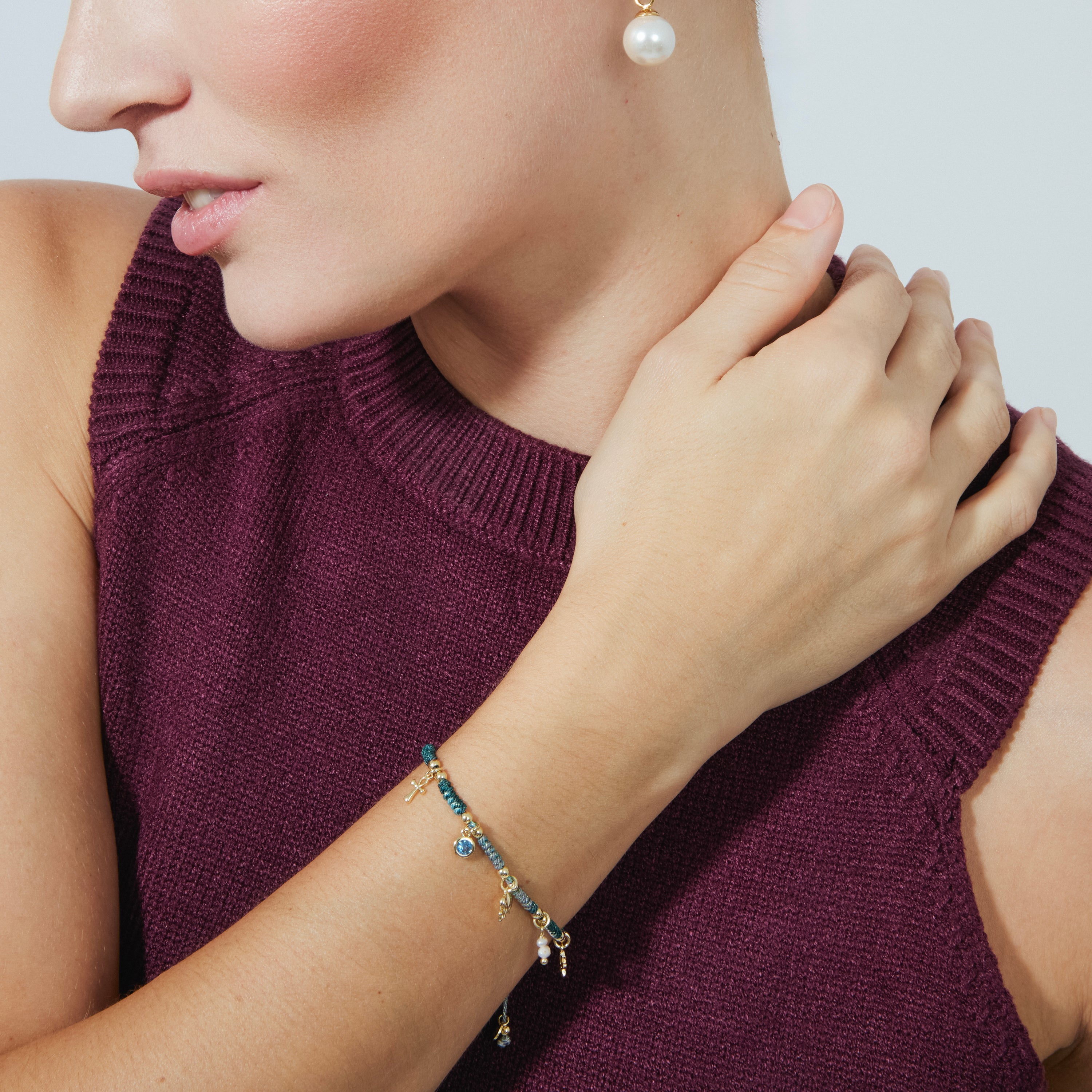 Pulseira de Prata de Lei 925 e Zircónia Multicolor acabamento em ouro 18k - Rukful